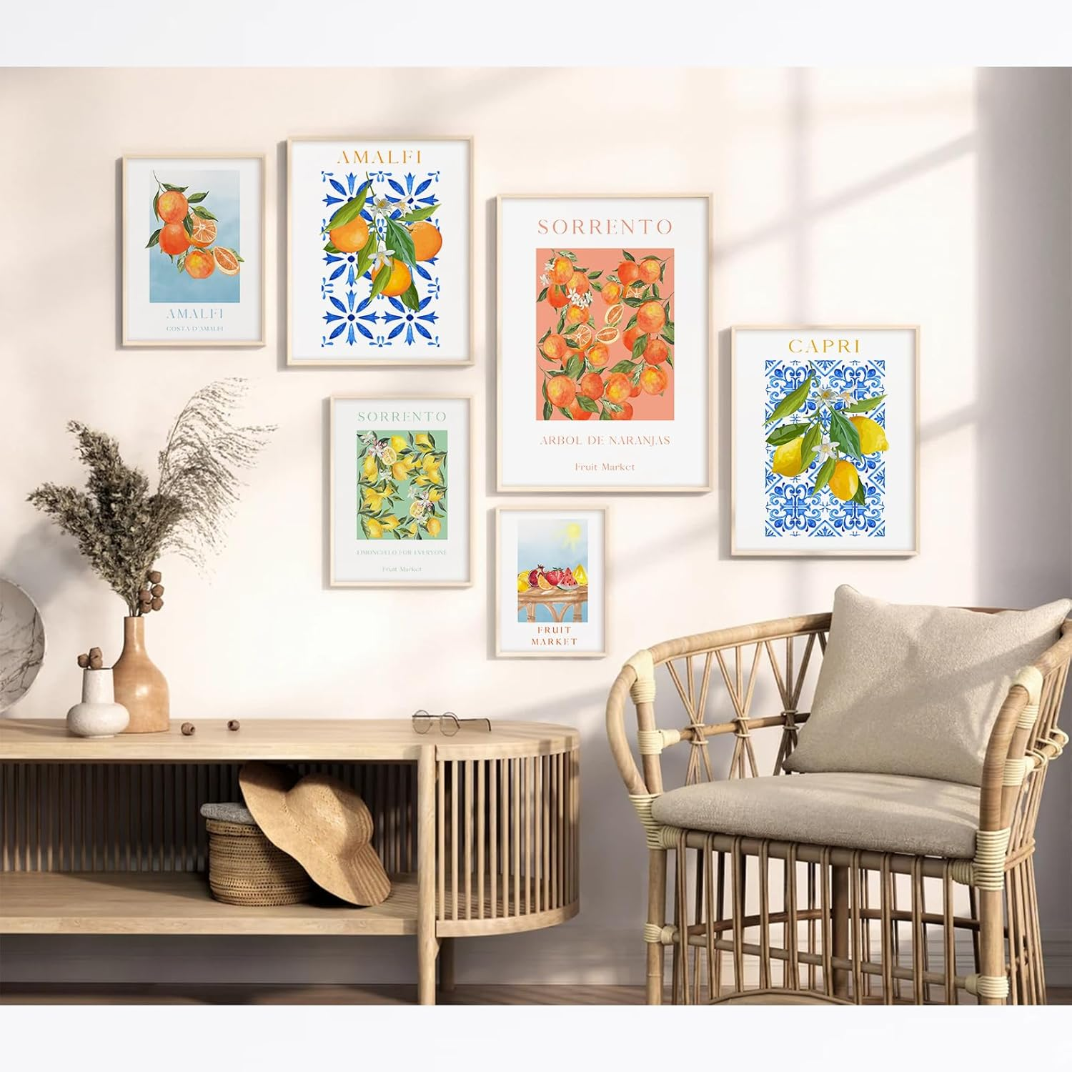 Fruit Wall Art Kitchen Artwork Wall Decor Fruit Prints Colorful Lemon Canvas Wall Art Vintage Pictures Fruit Market Poster Lemon Orange Prints Set of 6 for Room Bedroom 8X10 Inch Unframed image number 3