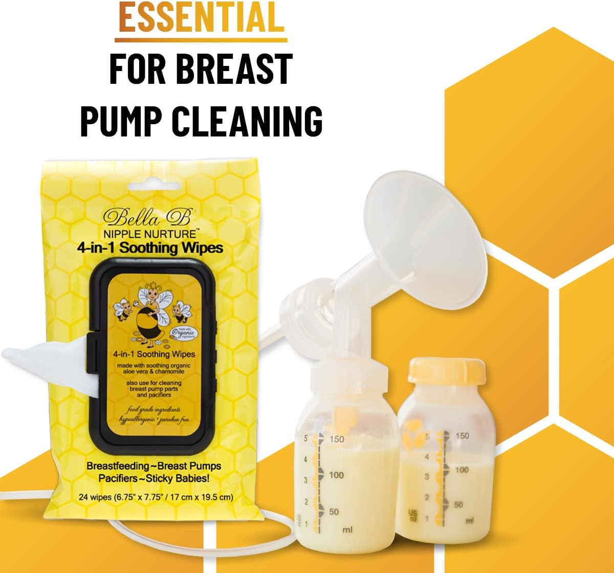 Bella B Nipple Nurture 3-Piece Breast Wipes Bundle - Baby Wipe Bundle - Breast Pump Cleaning Wipes - Breast Pump Cleaning Supplies - Nursing Wipes - Breastmilk Wipes image number 3