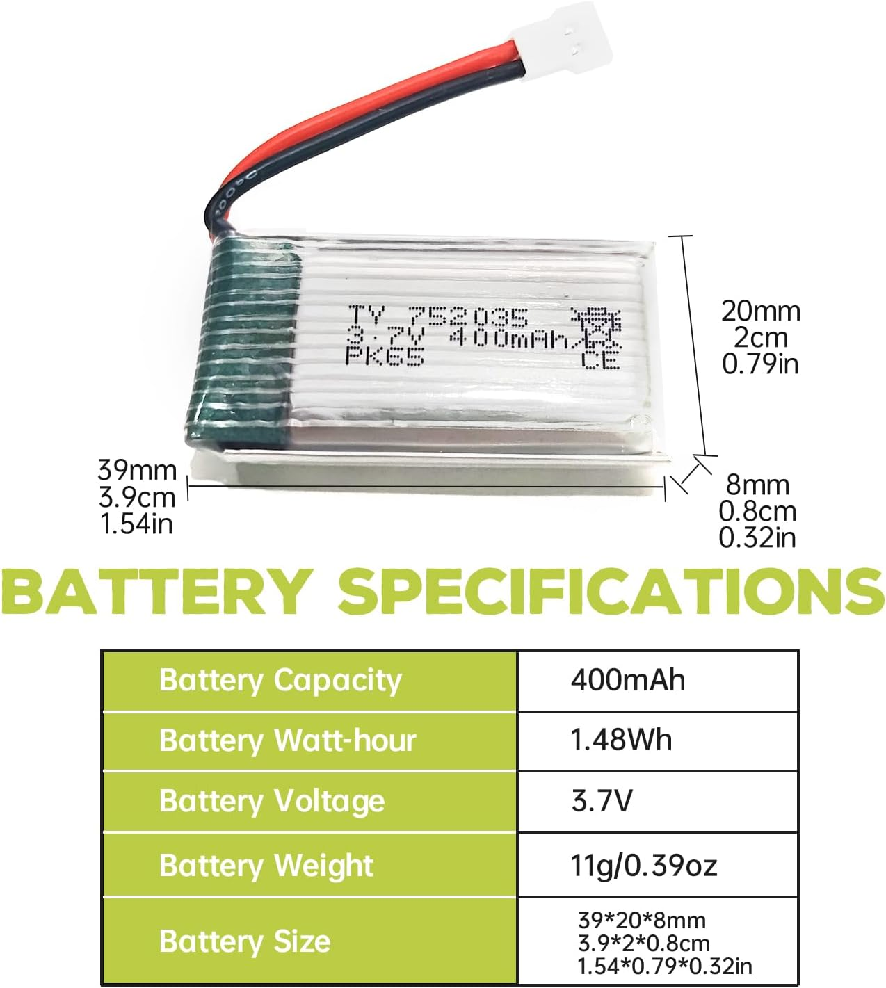 5PCS 3.7V 400Mah 25C Discharge High Rate Li Battery with 5In1 Charger for Hubsan X4 H107C H107L Syma Q11 X11C H99W H31 HS170C F180C TOZO Q2020 E016H A120 V966 TR-C385 TR-F22 Spare Parts RC Drone