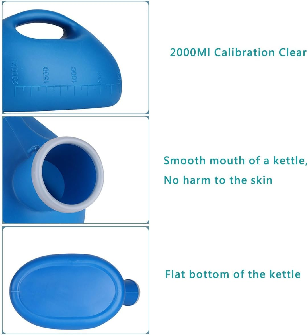 Male Urinal Bottle 68 OZ Portable Urinals for Men 59" Long Hose with Lid (Blue) image number 1