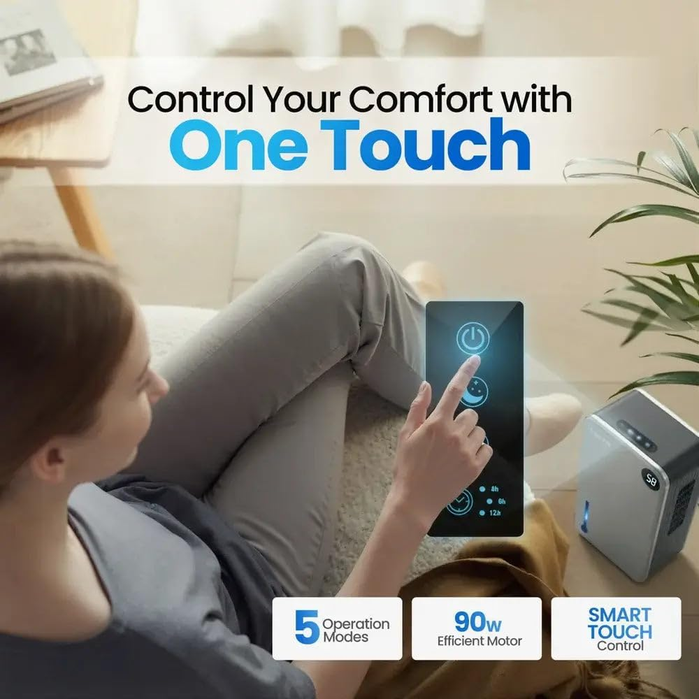 Pro X7 Home Dehumidifier 1.2L Daily Extraction, 70M&sup2; Coverage, 2.4L Tank, Ultra Quiet 41Db, Dual-Core Semiconductor, Auto Shut-Off, Energy Efficient 90W for Bedroom and Living Spaces