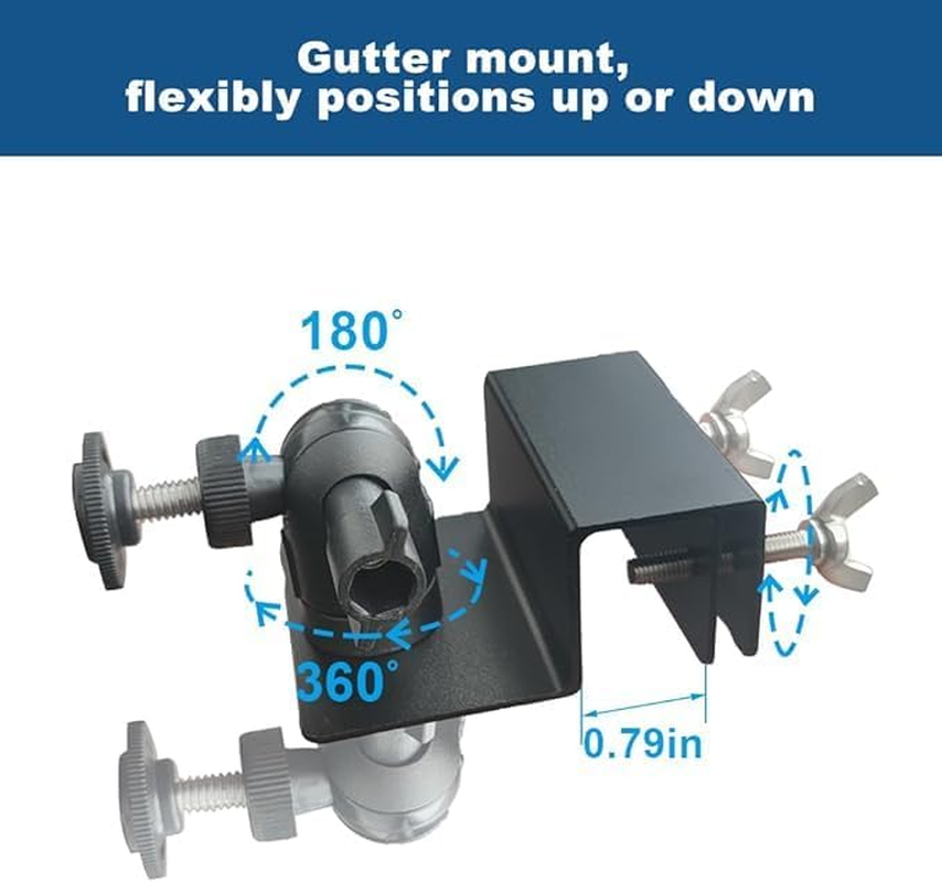 Gutter Mount for Camera/Solar Panel, Rustless Gutter Brackets Aluminum Alloy ABS Weatherproof Power Supply Mount Solar Panel Versions Compatible with Arlo Hd/Light/Utra/Pro 2/ Pro (Black) - Black image number 3