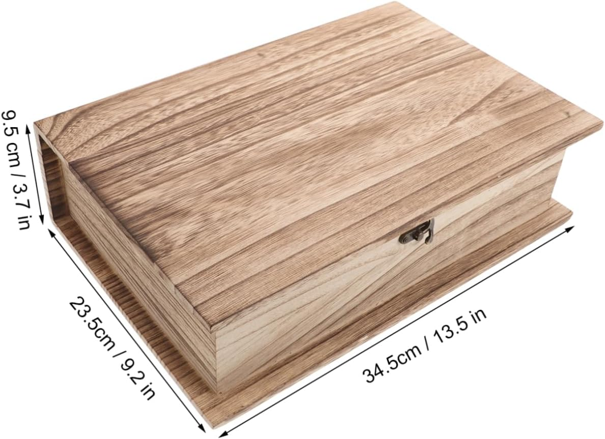 CLISPEED Handcrafted Wooden Memorial Box Large Book Storage Hinged Lid Jewelry Container image number 3