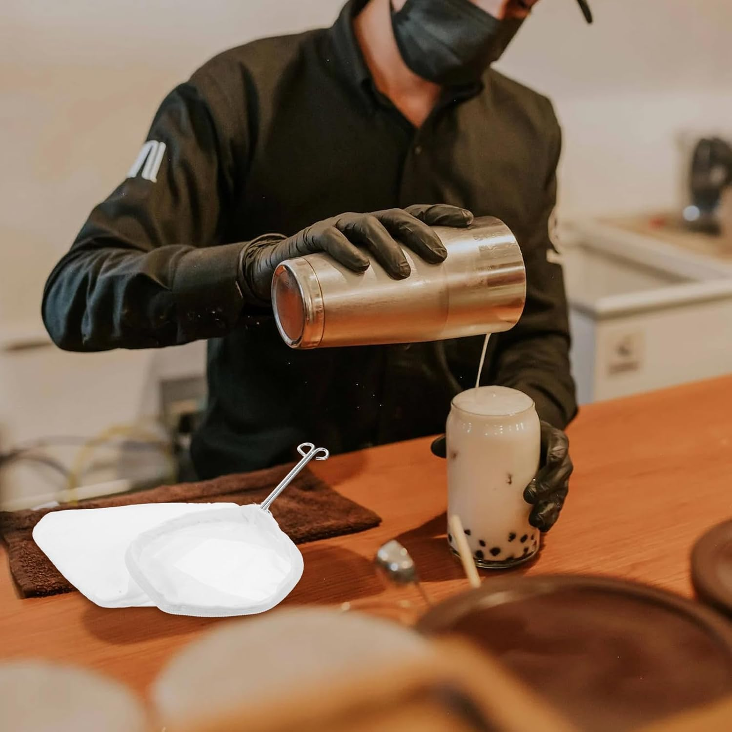 Jojofuny 13Cm Steel Ring Tea Filter Bag with Fine Mesh Tea Strainer Pouch and Coffee Brewing and Espresso image number 5