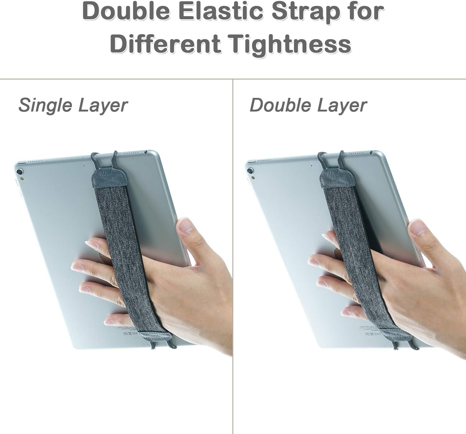 TFY - Soporte De Correa De Mano Para Tabletas, Ipad, E-Readers - Ipad Pro, Ipad, Ipad Mini 4, Ipad Air 2, Samsung Galaxy Tab & Note - Google Nexus - Asus Transformer Book and More - Gray/Blue image number 3
