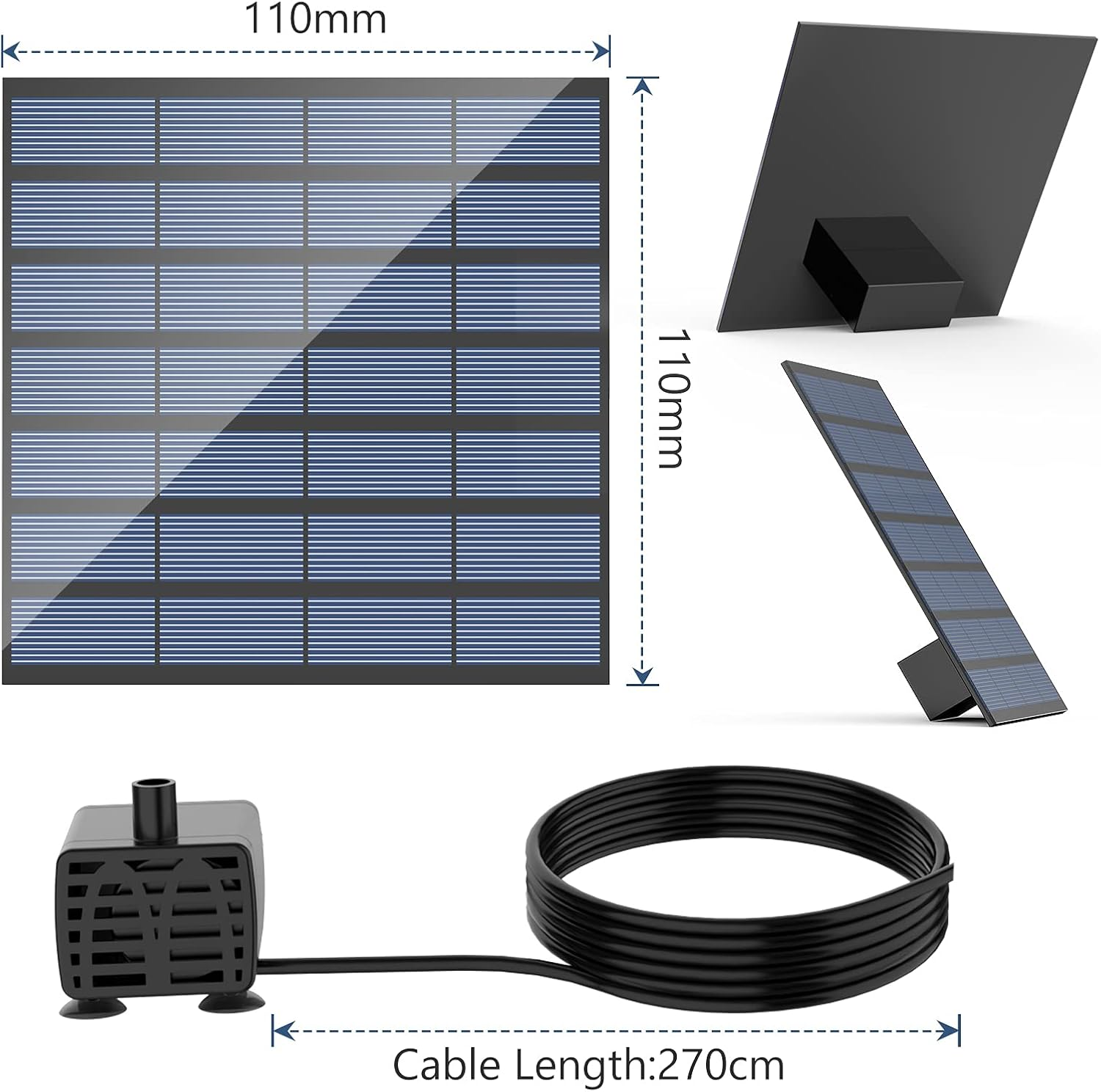AISITIN Solar Fountain, Solar Pond Pump with 1.5 W Solar Panels, with 6 Different Nozzles, Solar Fountain Pump for Garden Pond, Bird Tank, Fish Tank