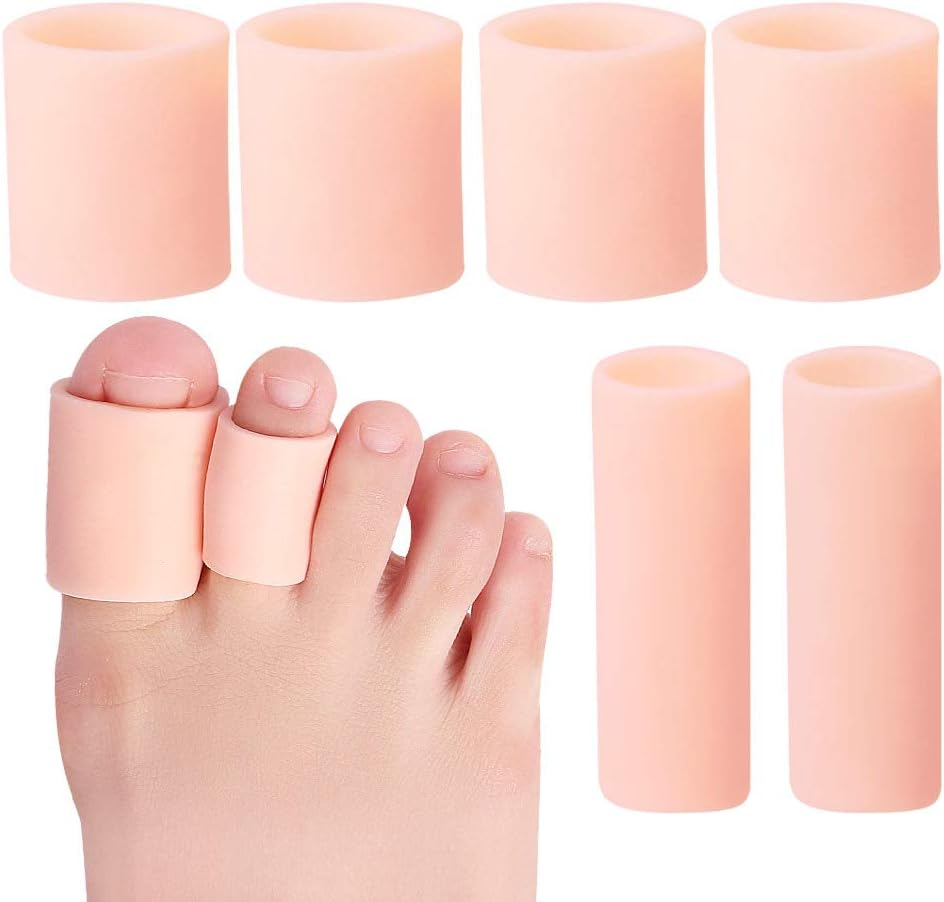 Silicone Gel Toe Cushion Tubes Sleeves Soft Corn Pad Protectors for Friction Pain Relief Foot Care Tool Finger Protect (Large X 4Pcs+Small X 4Pcs, White)