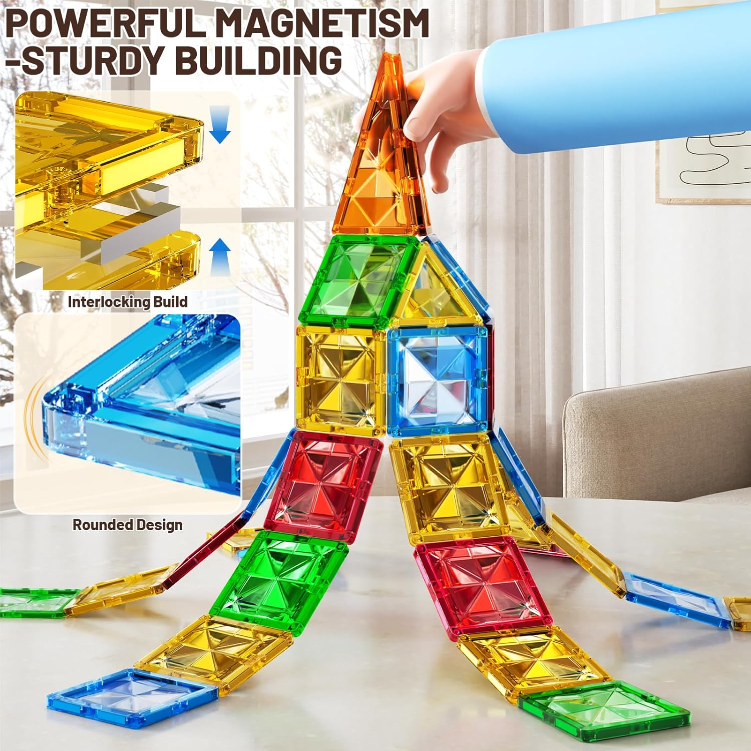 Magnatiles for Toddlers 1-3, Toddler Magnet Building Blocks Tiles Toys for Kids Ages 1-3 4-8, Preschool Learning Sensory Educational Gifts Toys for Boys and Girls 3+ Year Old image number 5