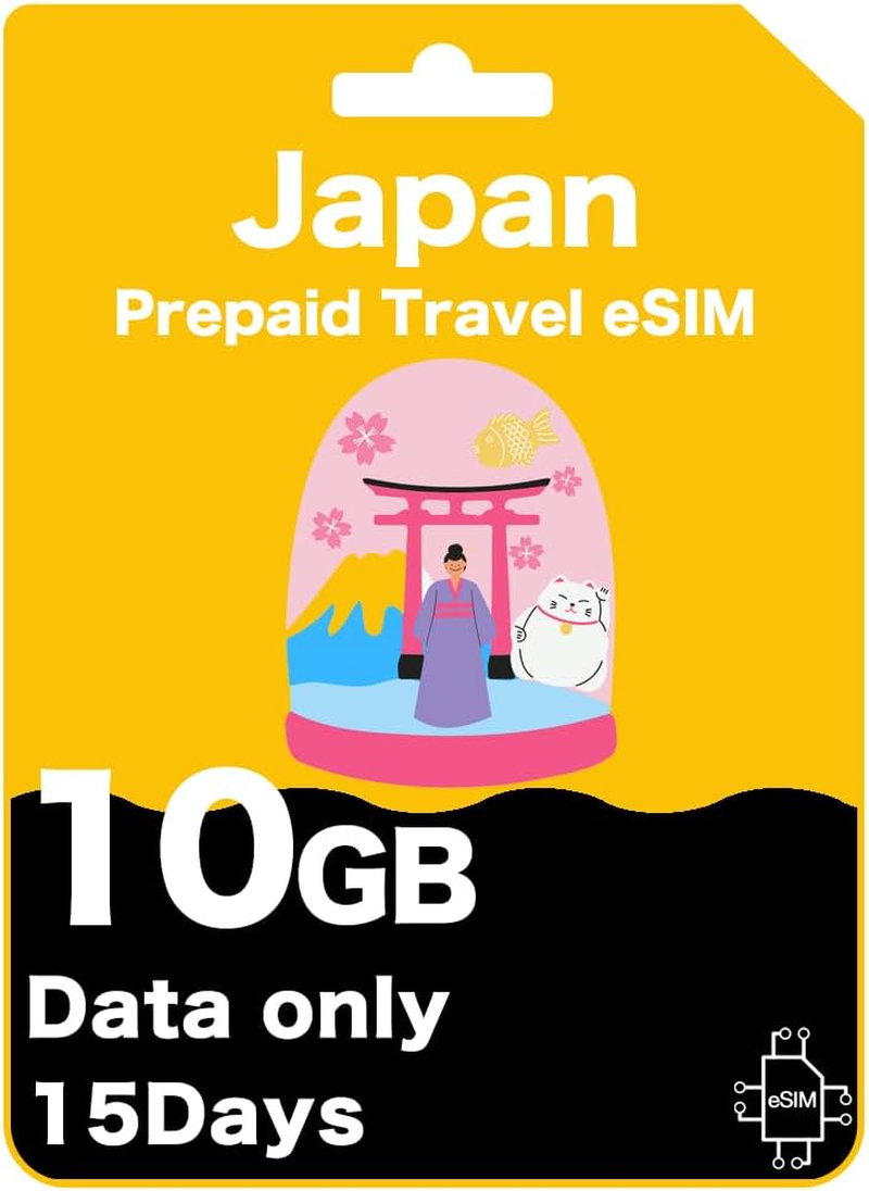 Japan Prepaid Travel Esim Card - 10GB or 20GB High Speed Data/Unlimited Data at 256Kbps - Iijmio (10GB (15 Days))