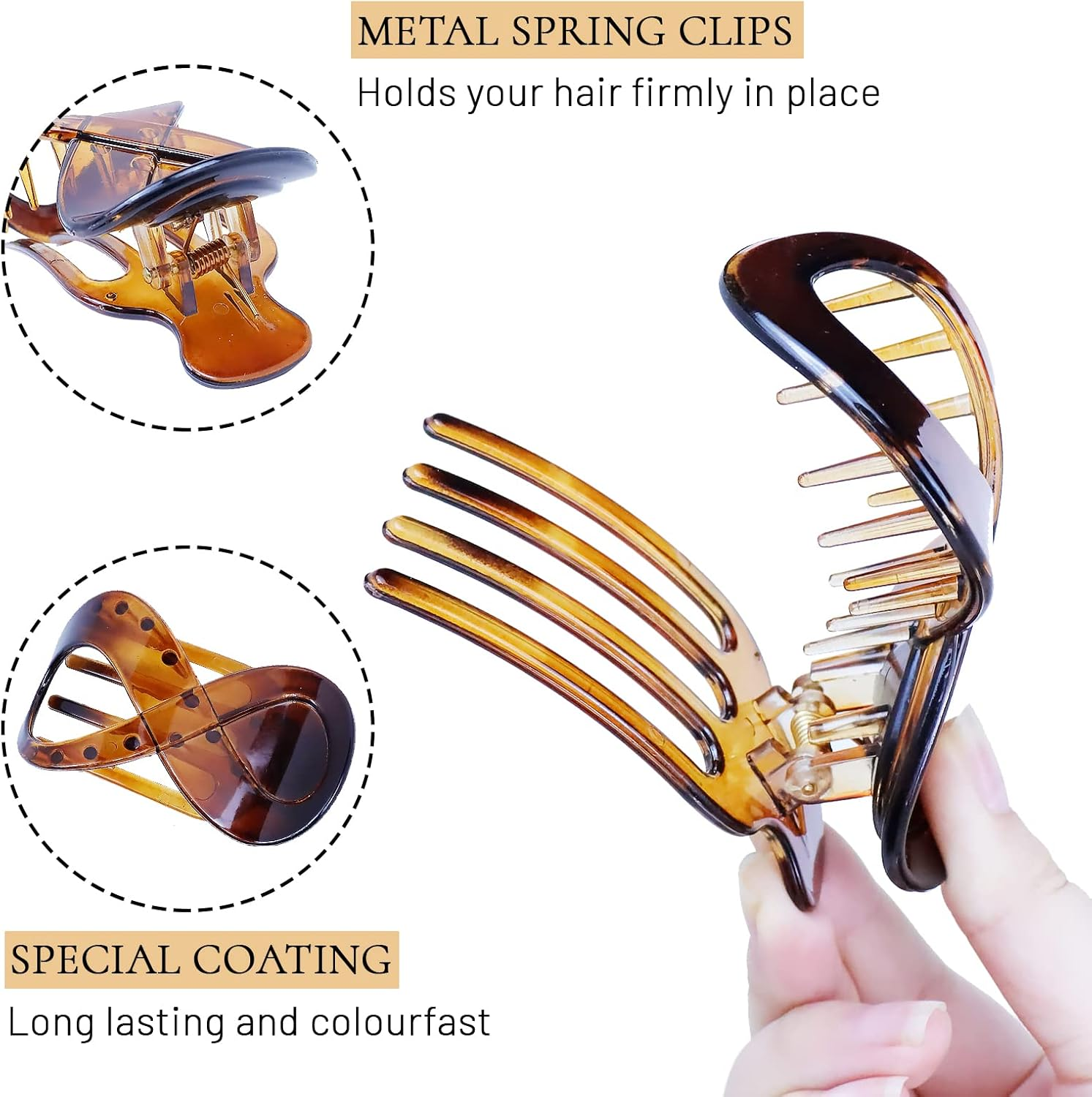 Kavya 5 Pcs Hair Claw Clip Hair Clips for Thick Hair Women, Non-Slip Hair Claws Large Hair Clip, Vintage Hair Accessories for Women and Girls image number 1