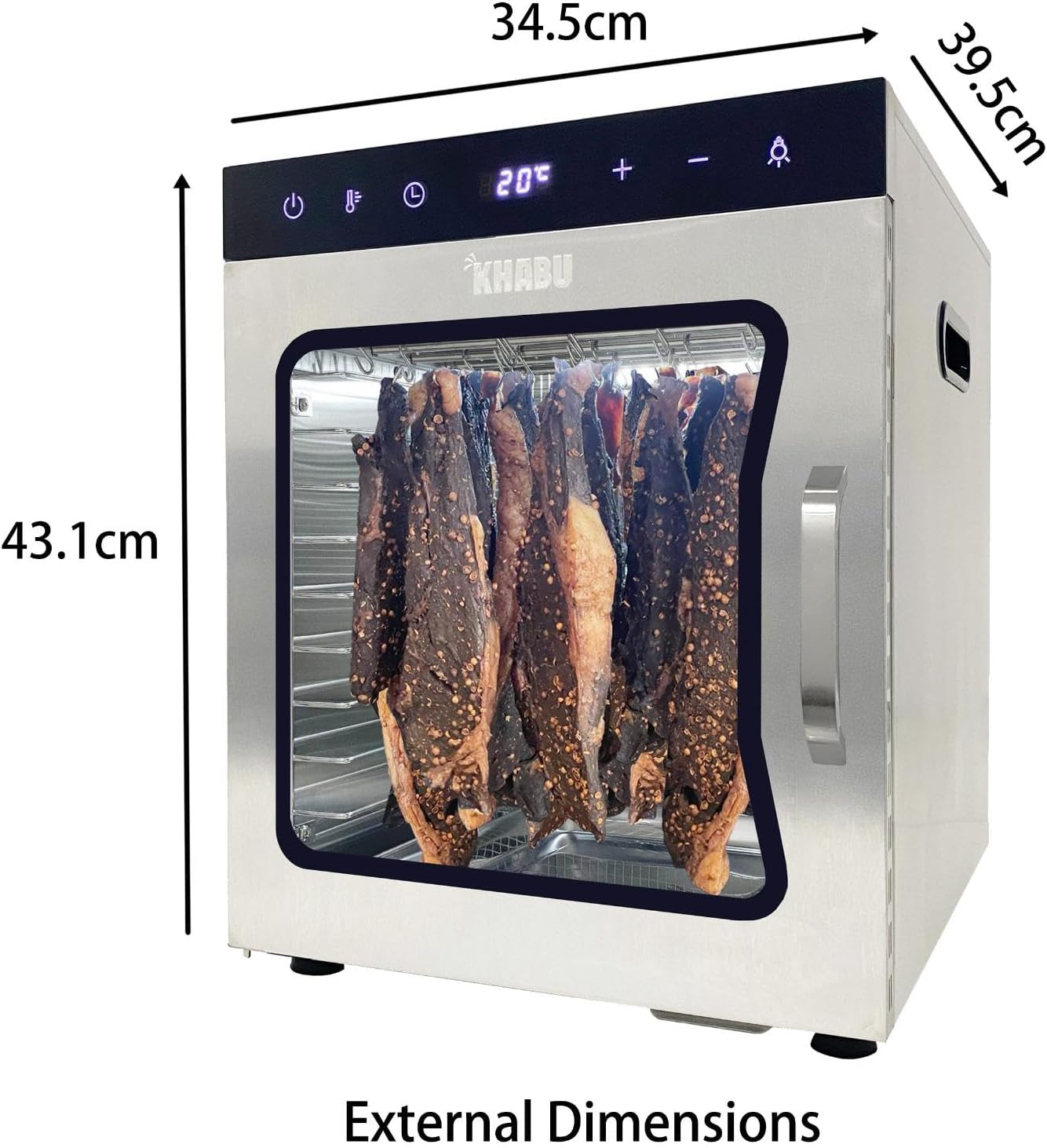 Stainless Steel Biltong Box Food Dehydrator and Drying Cabinet - Large 10 Trays, 5 Hanging Rods, with 20-90&deg;C Temperature Control - Perfect for Drying Biltong, Meat, Vegetable & Fruit image number 3