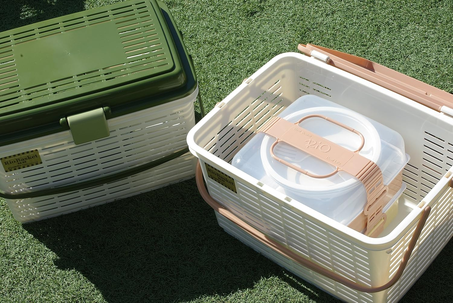 Sankoplastic Picnic Basket RB-66 Earth Beige 117281 Approx. Width 15.9 X Depth 11.9 X Height 10.3 Inches (40.3 X 30.3 X 26.1 Cm) image number 4