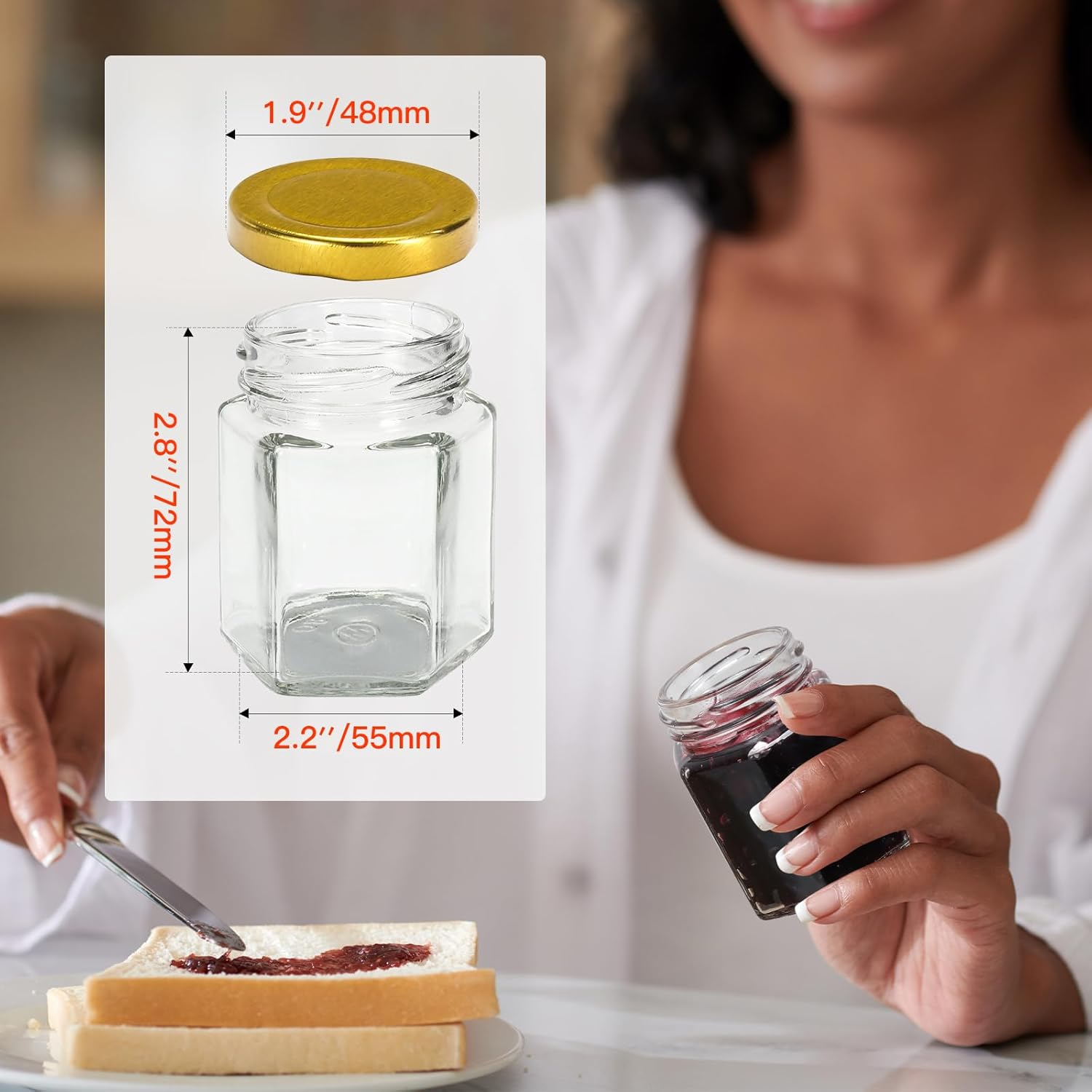 Aurotrends 3Oz Mini Honey Jars with Dipper 30Pack, Glass for Baby Shower Favors/ Wedding Favors Guests Bulk-Mini Wooden Dippers/ Bee Charms/ Thankyou Stickers/ Jute Twine (3Oz-30Pack) ,Gold image number 6