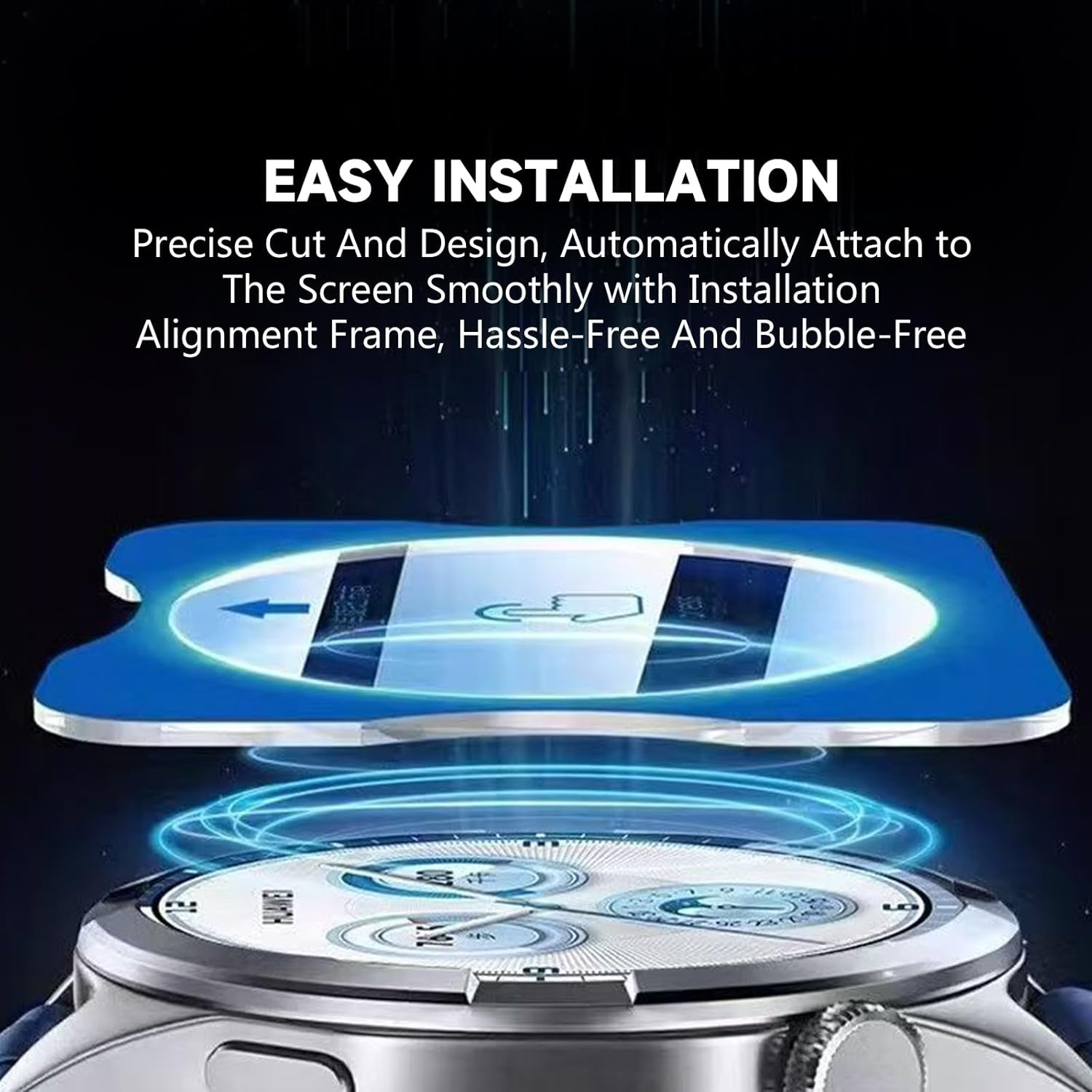 Agwenkui 2 Pack Screen Protector for Samsung Galaxy Watch Ultra - Protector for Samsung Watch with 9H Tempered Glass Full Cover Clear Guard Installation Alignment Frame (Easy Positioning Design) image number 3