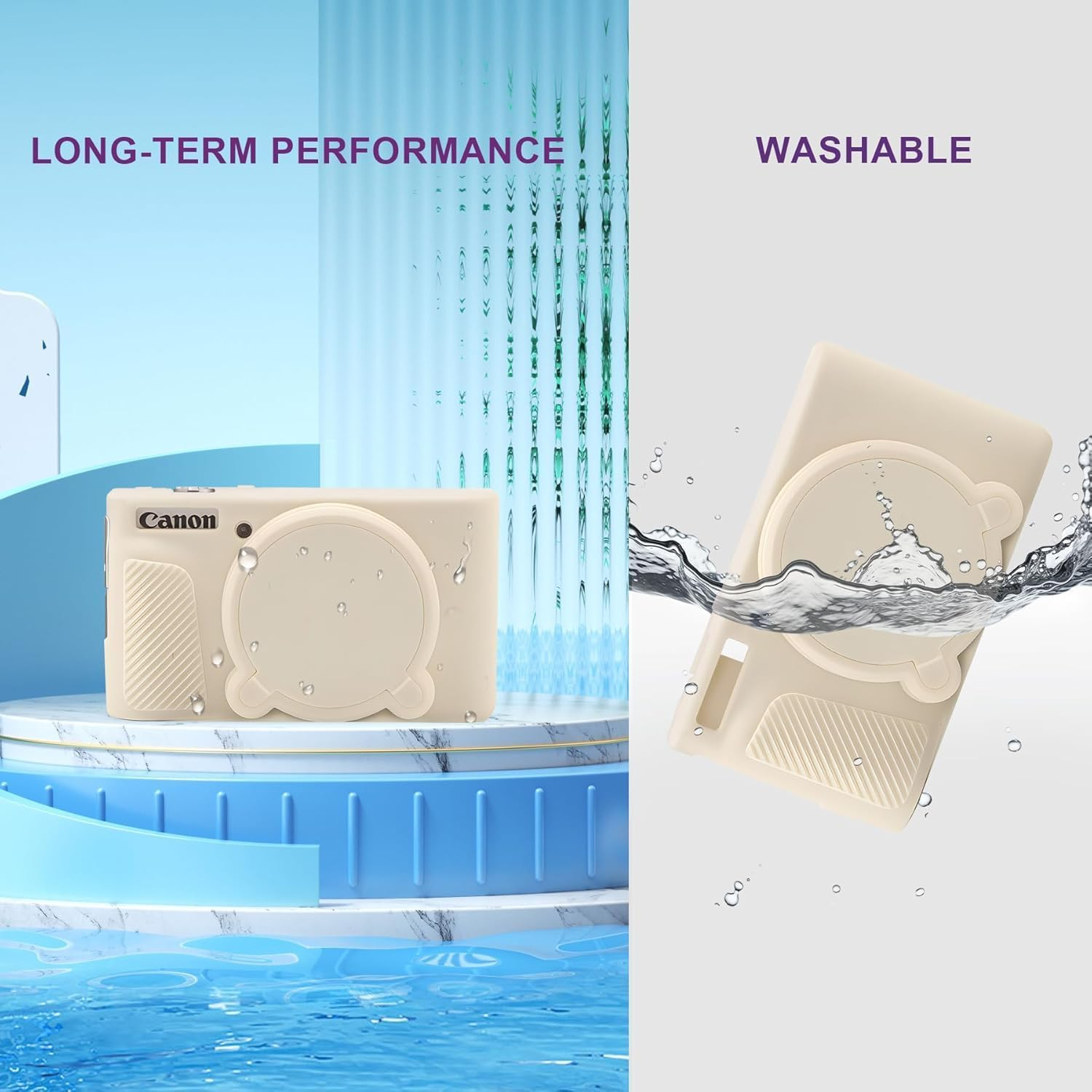 Protective Case for Canon Powershot SX740 SX730, Silicone Digital Camera Case, SX740 Soft Silicone Case Cover Rubber Camera Sleeve with Removable Lens Cover (Mist White) image number 5