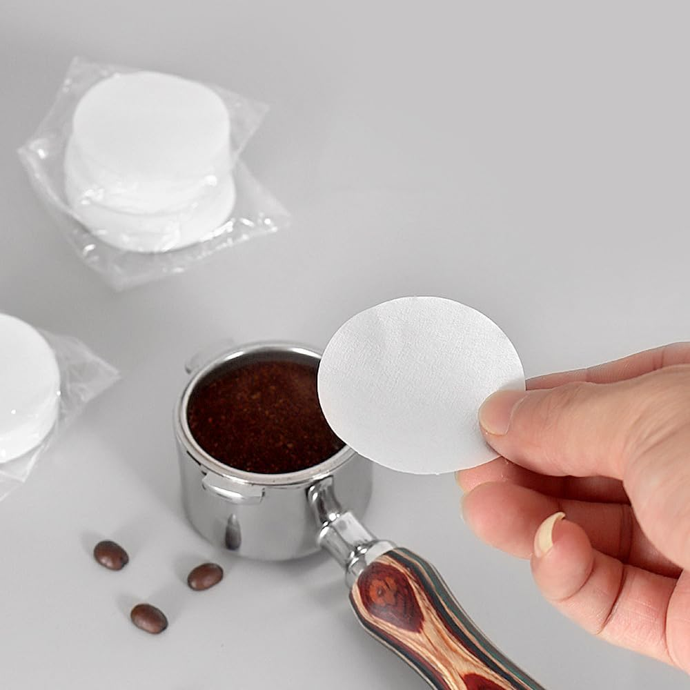 100Pcs 51Mm Coffee Machine Filter Paper Handle Powder Bowl round Raw Wood image number 2
