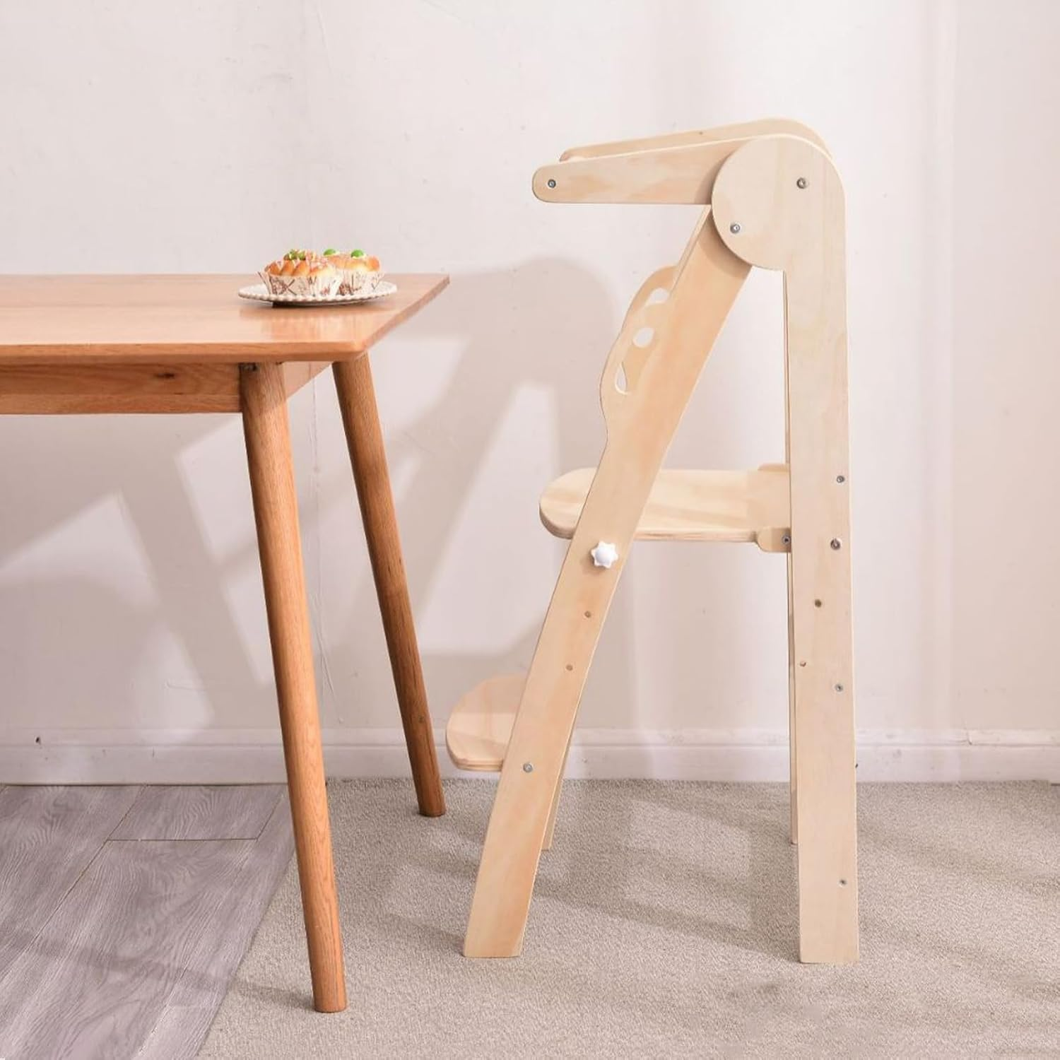 Wooden Step Stools for Kids, 2 Step Stool, Foldable Step Stool,Heavy Duty for Kitchen, Bathroom, Bedside Step Stool, Wooden Step Stairs