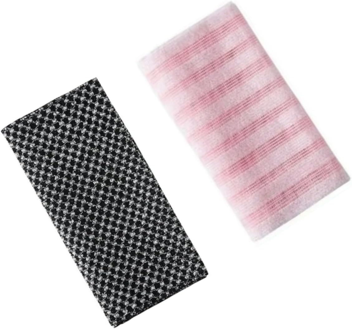 2 Pack Back Scrubber for Shower Bath,Scrub Wash Cloth,Exfoliating Washcloth Towel, Exfoliator Sponge Net Rag Back Washer，Scrub Both Sides for Use in Shower Bath(Black, Pink) image number 1