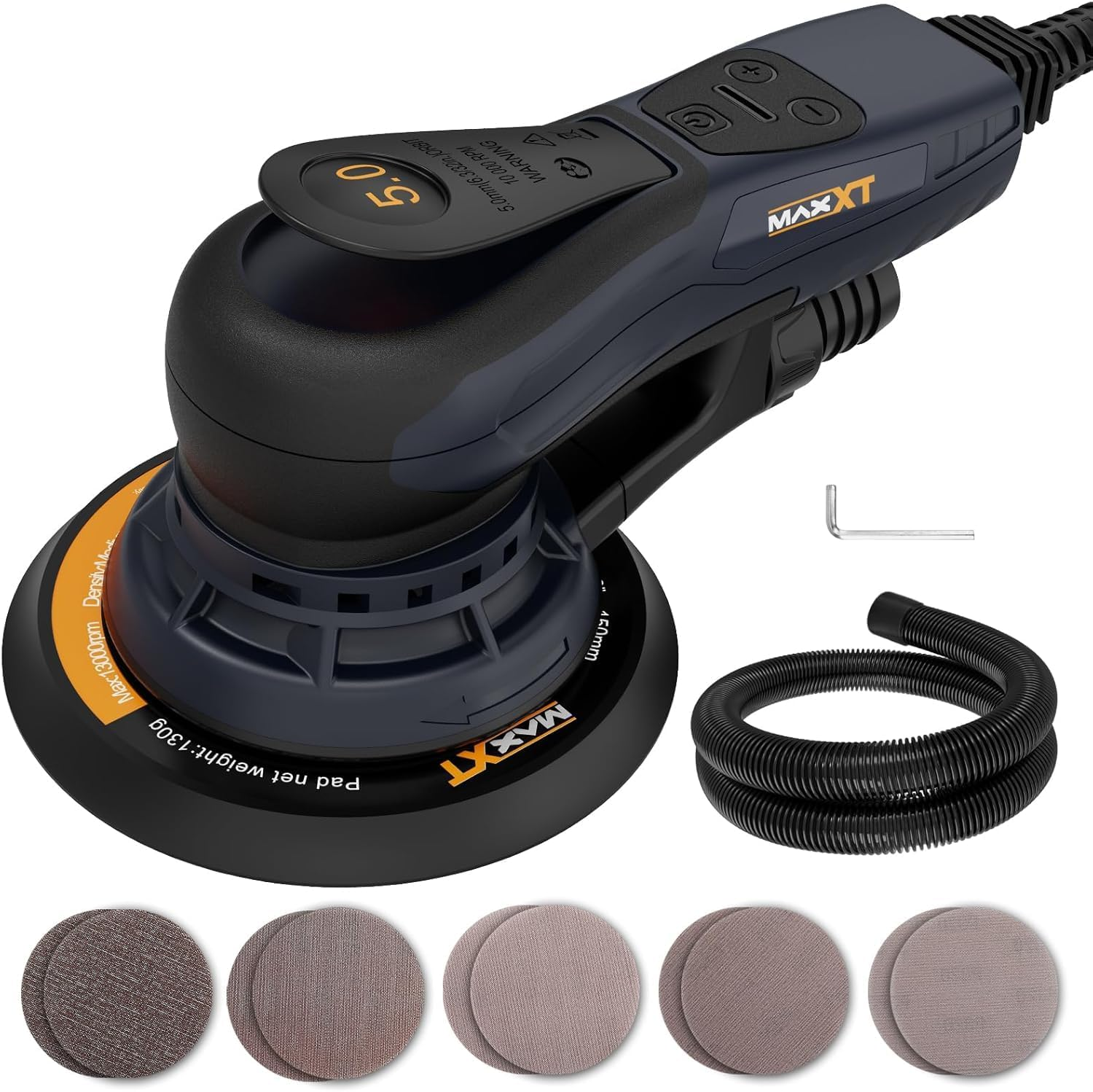 MAXXT Random Orbital Sander 5MM Orbital Sanding Electric 220V Brushless Orbital Sanding Machine with 10 Sanding Paper for Woodworking image number 3