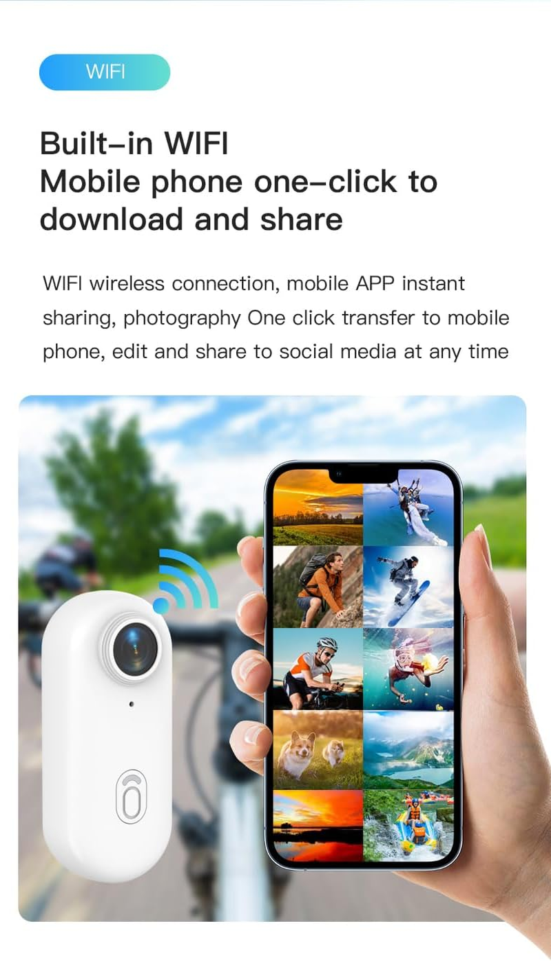 Winnes 4K Mini Thumb Action Camera, Portable Vlogging Camera, Wearable Small Body Camera, Hands-Free POV Video Recorder for Motorcycle Trips, Climbing, Diving, Football Games, Vlogging(Black) image number 1