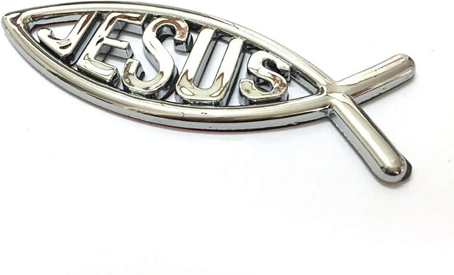2Pcs Jesus Fish Decal Sticker Silver,3D Car Chrome Decal Emblem Sticker Religious God for Jesus Christian Fish Symbol image number 6