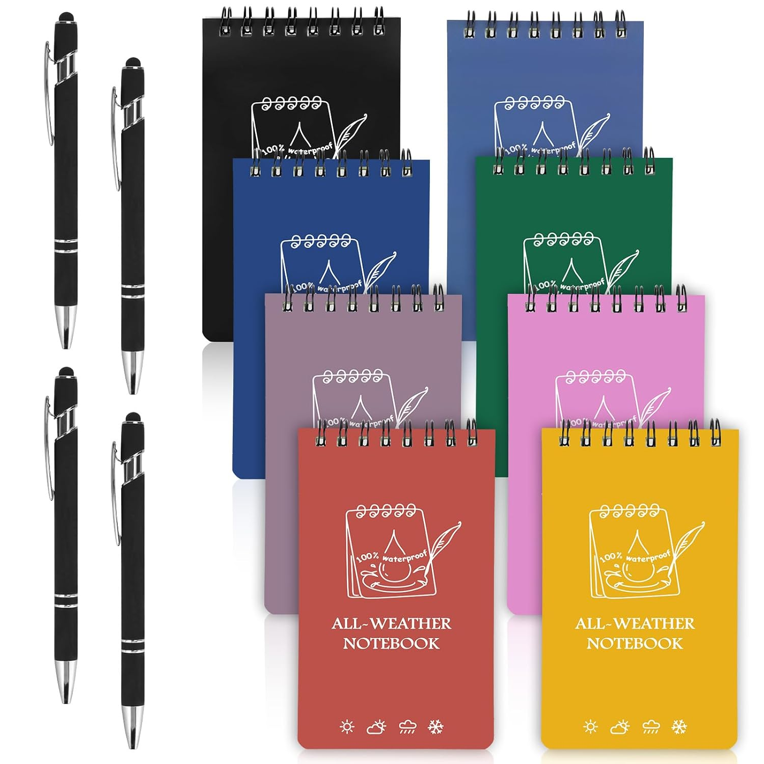 JINGIHE Waterproof Notebook, 6Pcs Spiral Notebook, 3X5&rdquo; All Weather Stone Paper Pocket Notepad, All Weather Notebook for Kids Adults Home School Office Outdoor Activities (50 Pages, Black) (Mix Color)