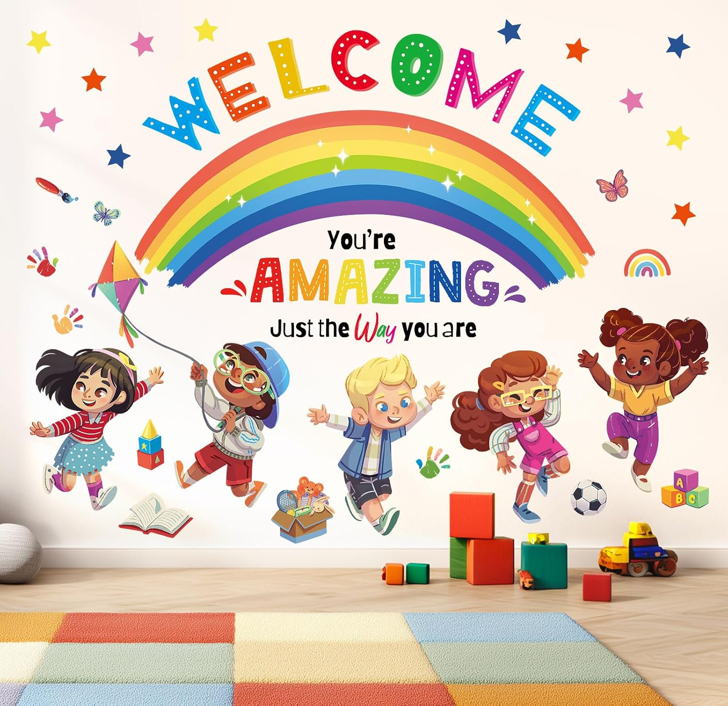 DECOWALL SG2-2403 Kids Play Corner and Quotes Wall Stickers Decals Reading Room ABC D&eacute;cor Classroom Playroom Library Nursery Peel and Stick Removable Baby Boys Girls Decorations School Inspirational