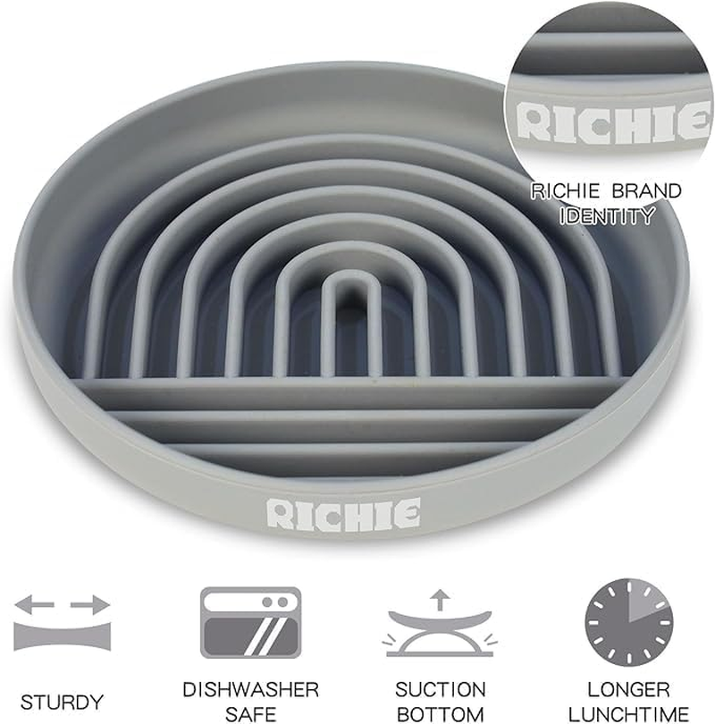 Dog Slow Feeder Bowl, Silicone Slow Feeder Dog Bowls for Healthy Eating,Puppy Slow Feeder Non-Slip Design Dishwasher Microwave Safe (Grey) image number 5