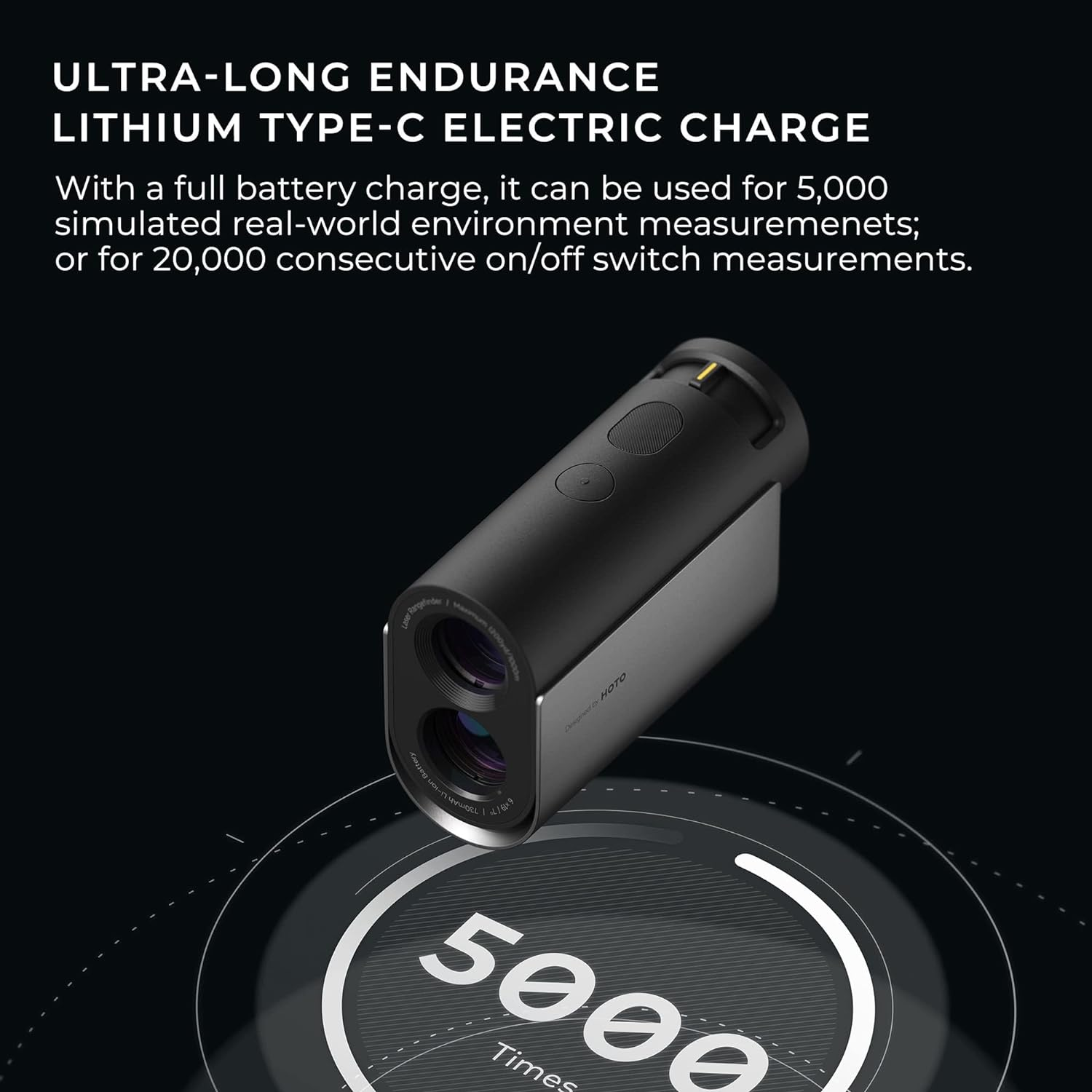 HOTO Golf Rangefinder with Slope, 1100-Yard Range, 6X Magnification, Flag Lock, Silicone Eyepiece, Real-Time Measurements, Magnetic Attachment, USB-C Charging, Ideal for Golf & Hunting Enthusiasts image number 3