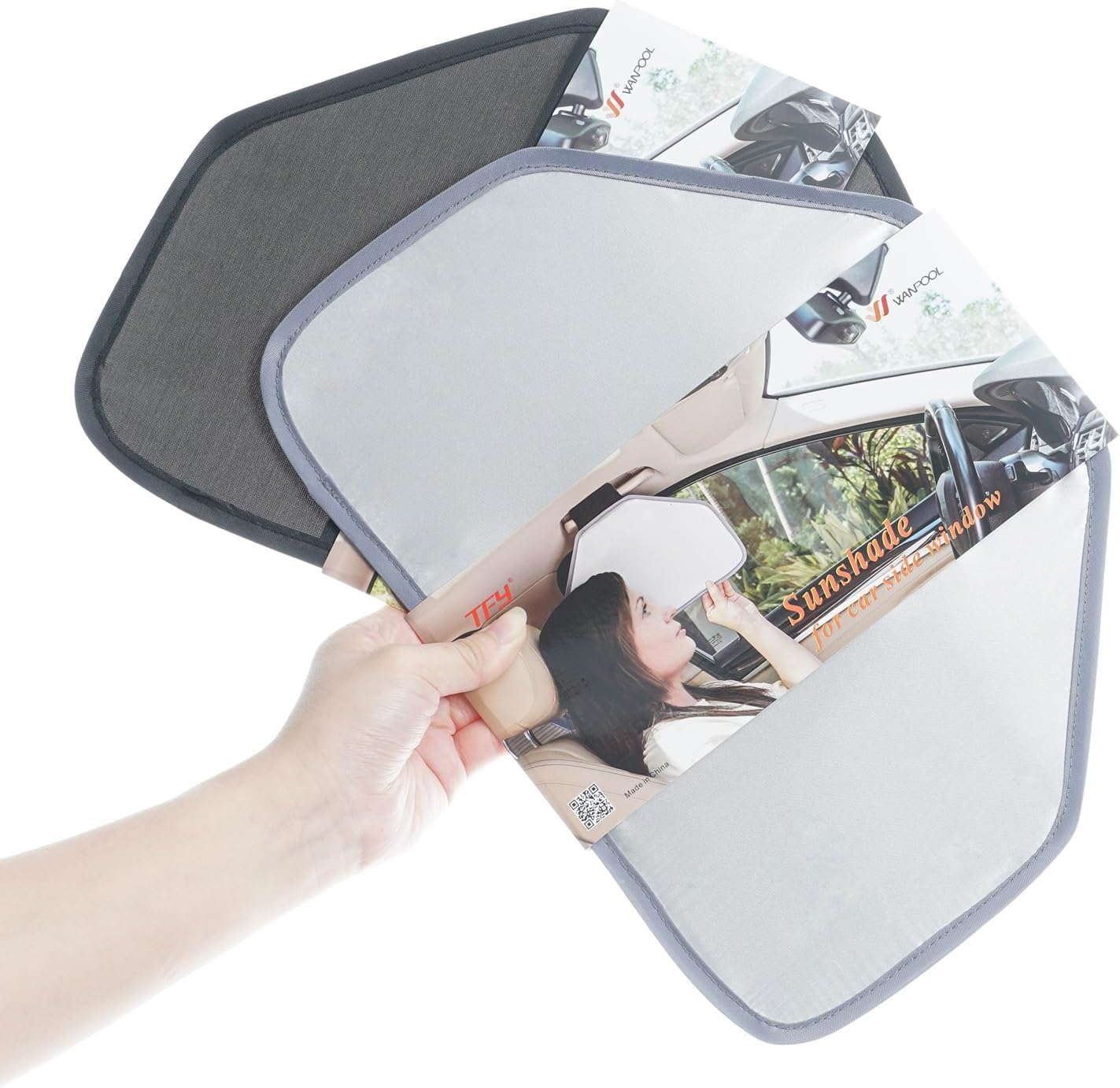 TFY Car Interior Roof Handle Sunshade - Side Window Sun Protection for Driver or Passenger, Reduces Glare and Heat, Easy Installation and Storage (Gray) image number 3