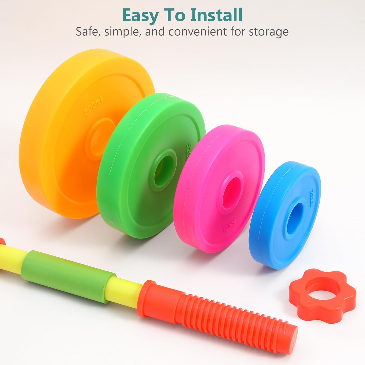 Kisangel Adjustable Plastic Dumbbell for Boy Girl Exercise Hand Weights for Boys and Girls Boy Girl Workout and Dance Dumbbells for Kindergarten and Home Fitness image number 1