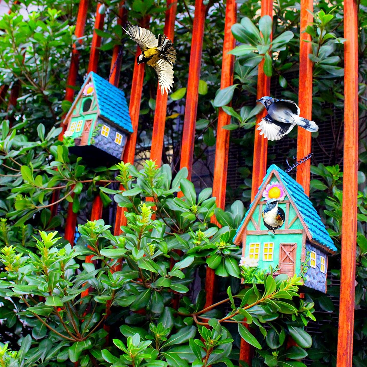 Bird Houses for outside Clearance Hanging Birdhouses for Outdoors Bluebird Houses for outside Nesting Box for Bird Lovers Tree Swallow Bird Finch Wild Birds Wren Chickadee1 image number 1