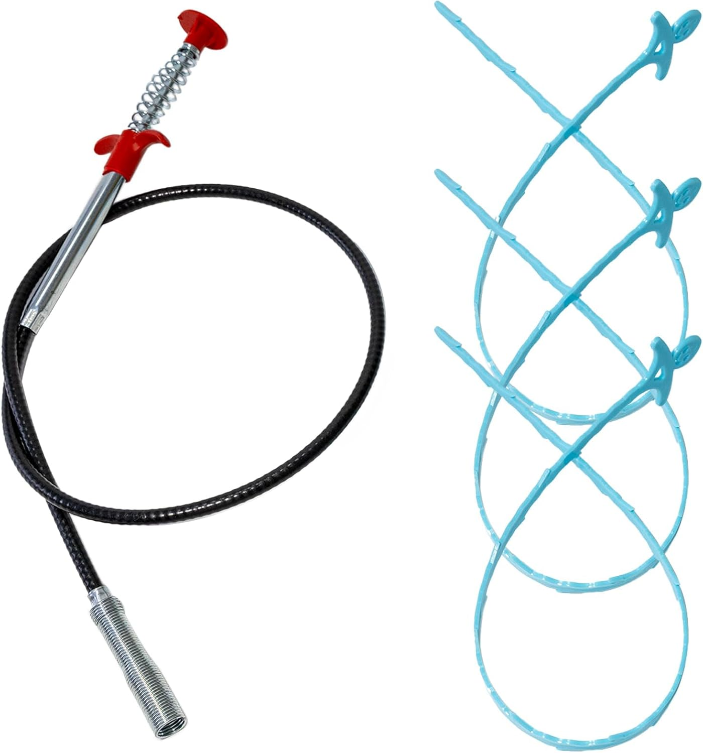 4 Pcs Rough Plumbing Supplies, Flexible Drain Snake Cleaner Set with Strong Grip and Deep Reach Design, Reusable Drain Unclogger and Pipe Cleaner for Kitchen Bathroom Sink Shower Sewer Maintenance image number 2