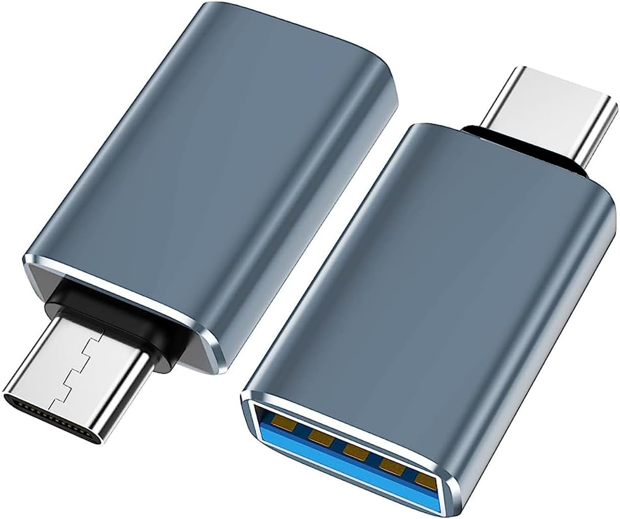 USB C to USB Adapter 2 Pack, OTG USB C Male to USB a 3.0 Female Adapter for Apple Macbook Pro, Mac Book, Ipad, Samsung Galaxy S20-S23(Grey) image number 1