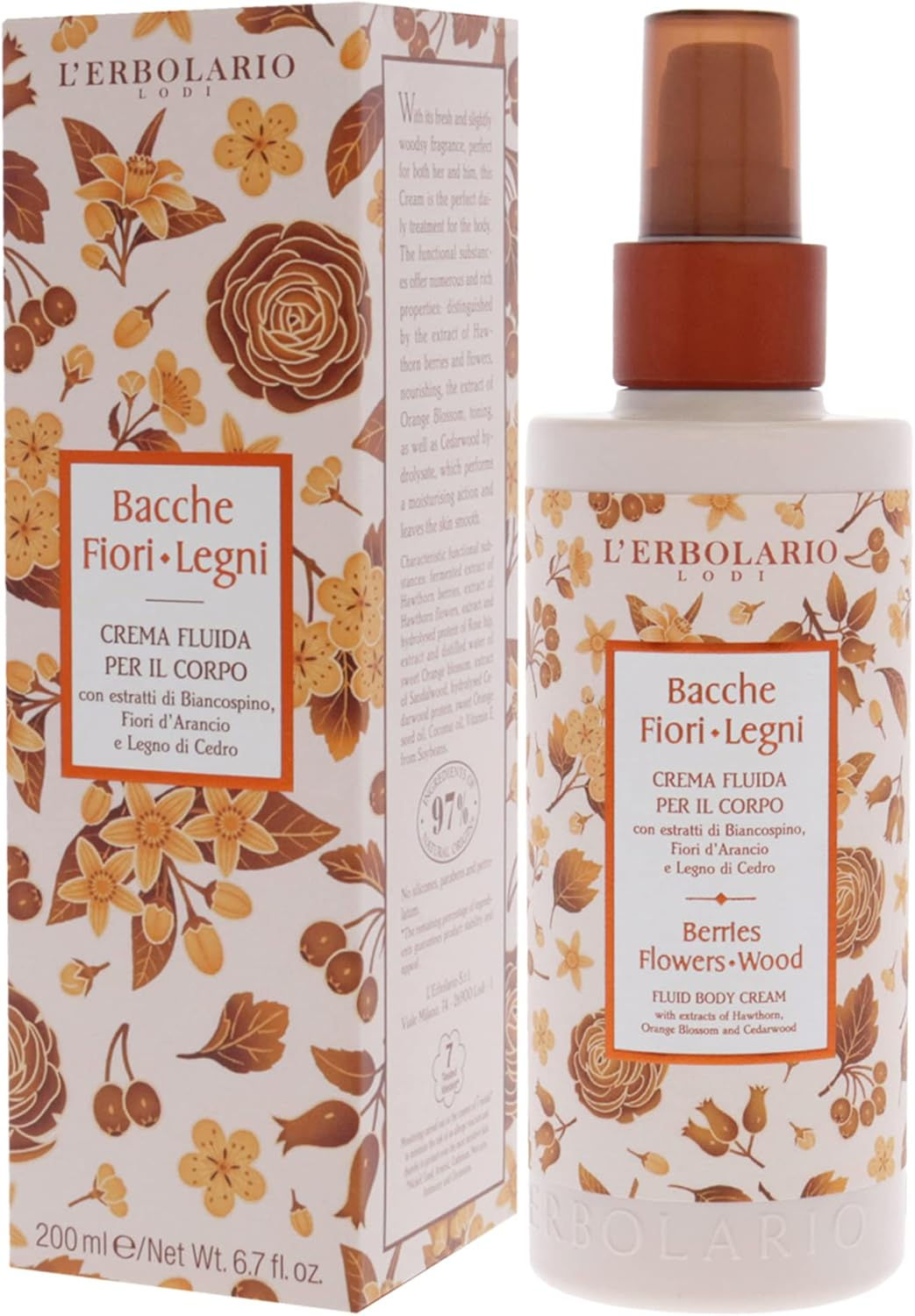 Lerbolario Berries Flowers Wood Fluid Body Cream for Unisex 6.7 Oz Body Cream image number 2