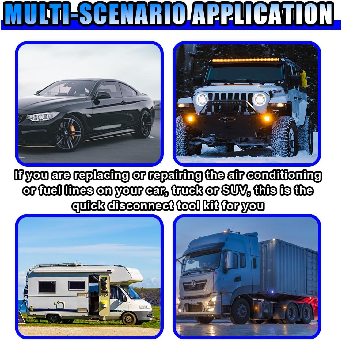 BDZMC Air Conditioner and Fuel Line Quick Disconnect Tool Kit, 1/4-7/8In Plastic Automotive Ac/Gas Quick Cut Sleeves, 7 SAE Standard Sizes for Multiple Applications image number 3