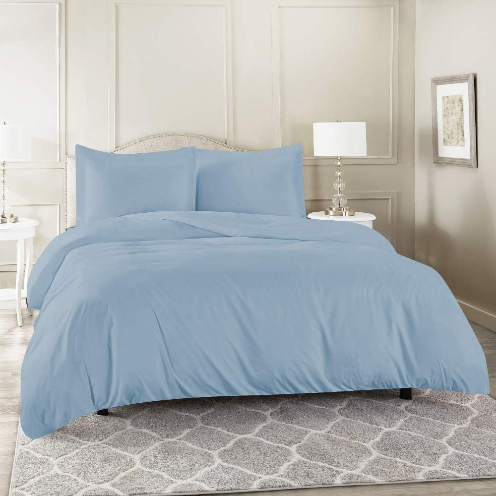Luxor 100% Cotton 1000TC Single/King Single/Double/Queen/King/Super King Quilt/Duvet Cover Set - Sky (Single)
