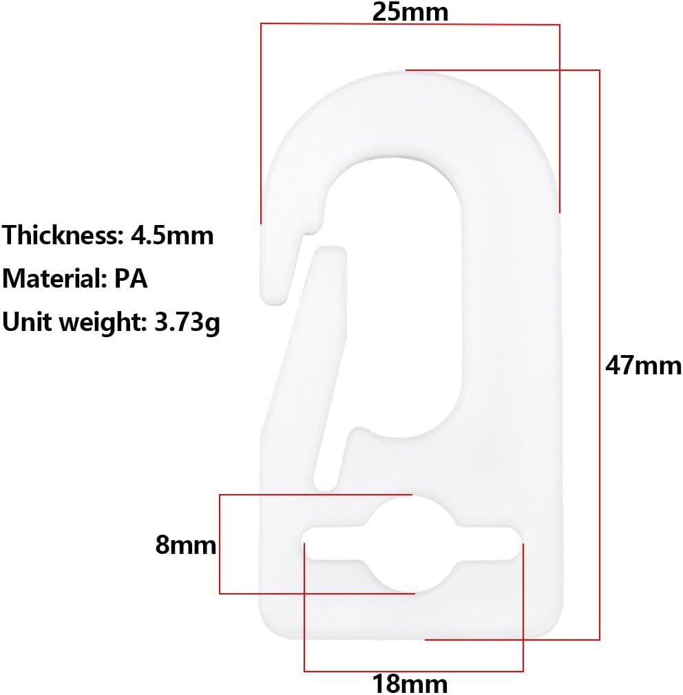 20Pcs White Plastic Carabiner Hook Flag Hooks Plastic Flag Pole Clip Snap Suitable for Flagpole Flags within 18Mm Width Accessories Tool image number 4