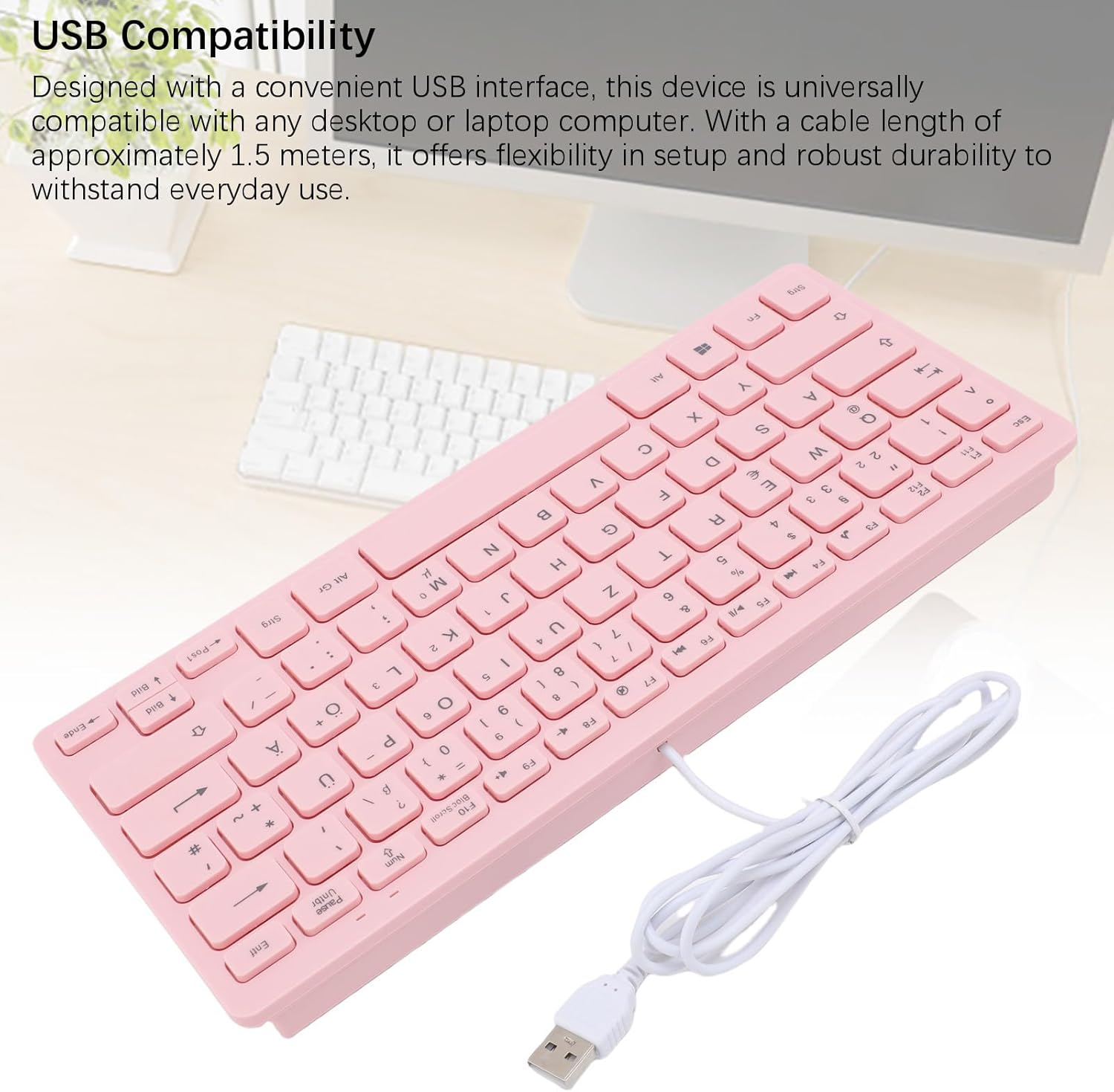 Wired Gaming Keyboard, 78 Keys Quiet USB Mechanical Keyboard with anti Slip Foot Pads, Small Wired Mini Keyboards for Gaming Working (German Version) image number 5