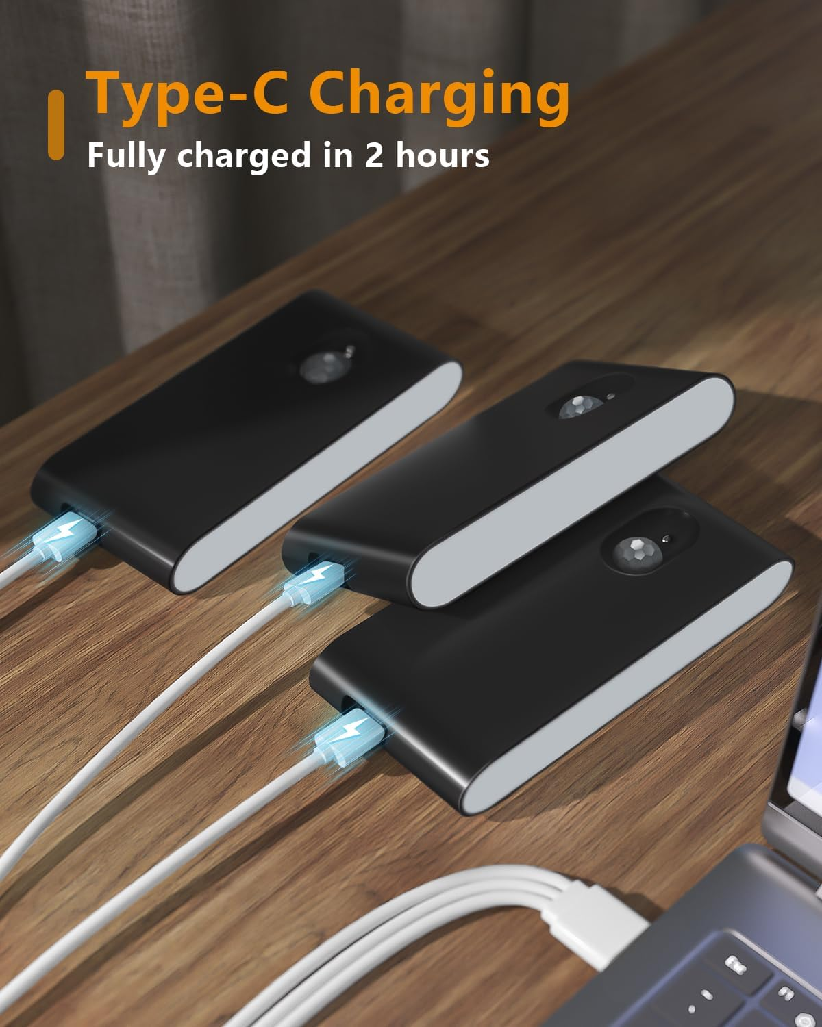 WILLED Motion Sensor Light Indoor, Battery Powered Stair Light Indoor, Rechargealbe Closet Lights, Magnetic Closet Lights for Wardrobe, Bedroom, Stairs, Hallway(3 Packs)