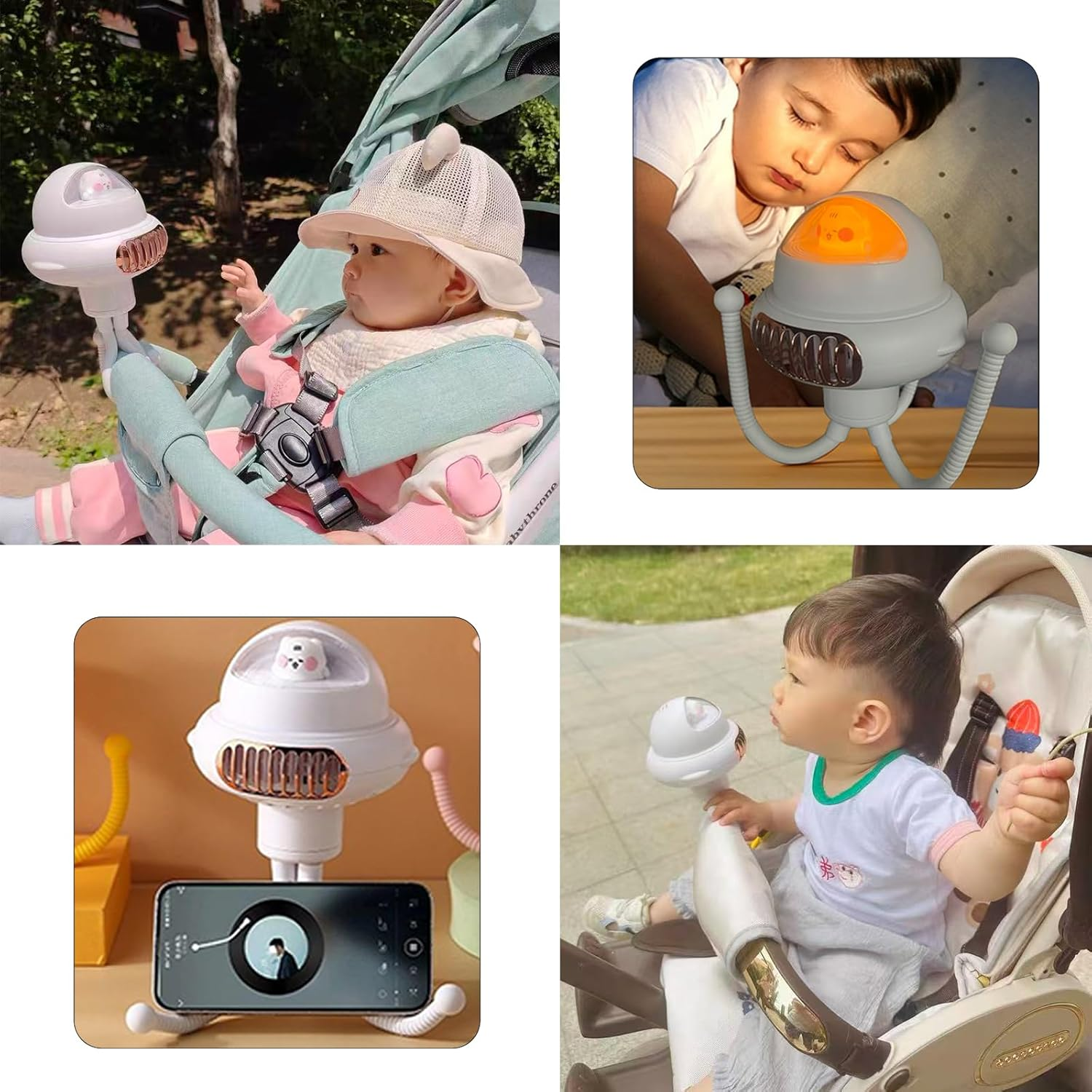 Cute Cat Portable Pram Fan, 4 Speed Baby Stroller Fan, 360&deg; Rotate,Flexible Tripod Fan with Night Light and Mosquito Repellent, 4000Mah Rechargeable Quiet Fan for Crib,Desk, Car Seat, Hand, Travel