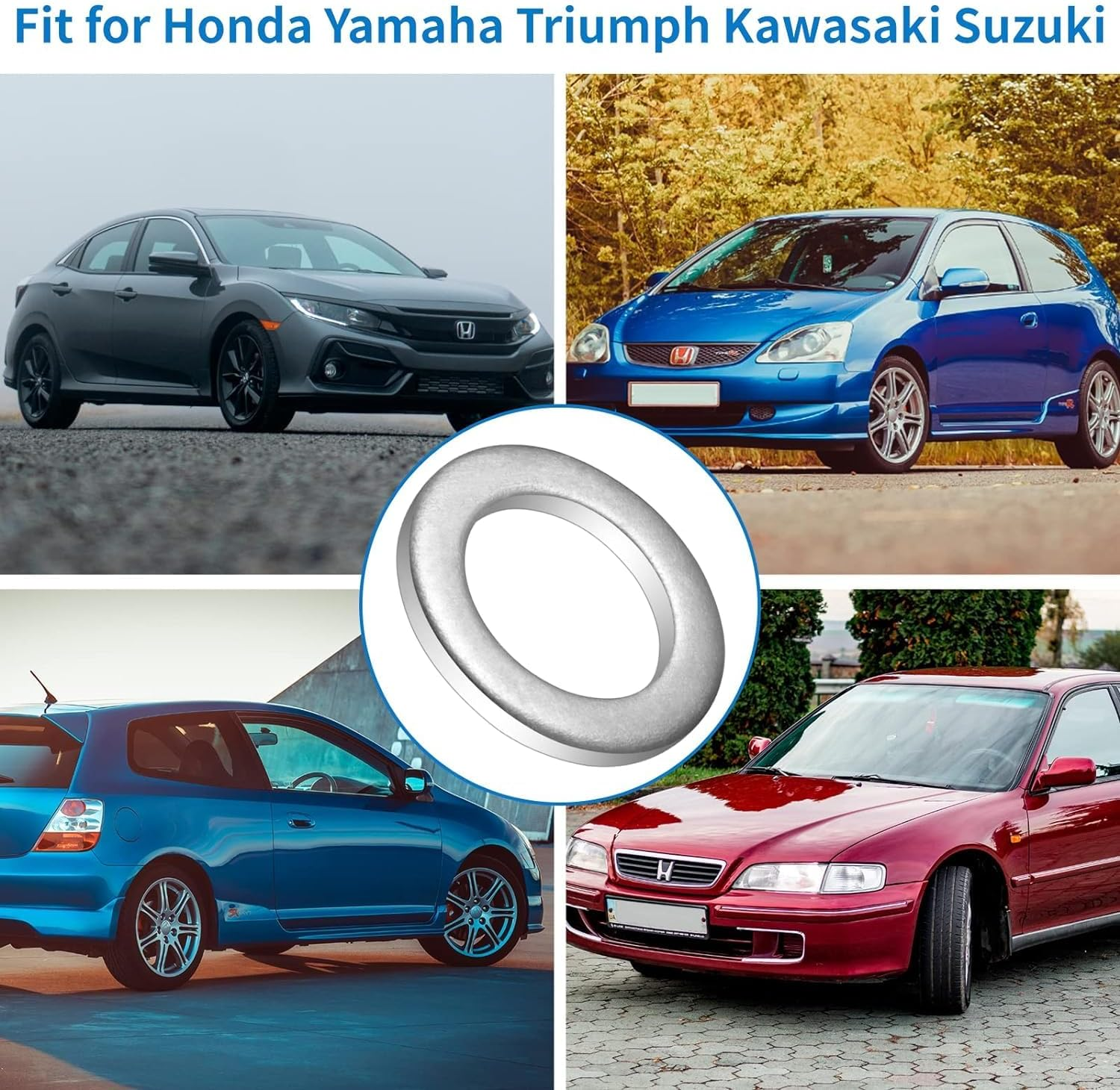 20Pcs Aluminum Drain Packing M12 Oil Drain Plug Gasket Compression Washer Sealing Ring Change Oil （12X22Mm） image number 1