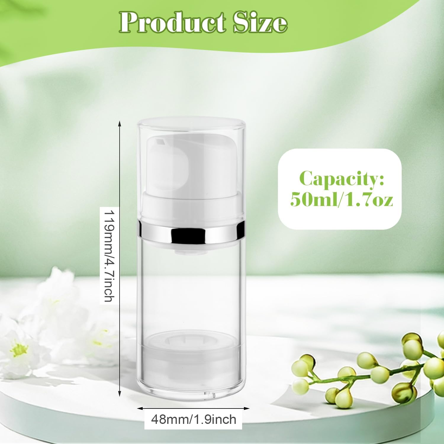 4 Pcs 50Ml/1.7Oz Airless Pump Jar Refillable Vacuum Pump Dispenser Bottles Travel Cosmetic Containers for Lotion Essence Shampoo Toiletries image number 3