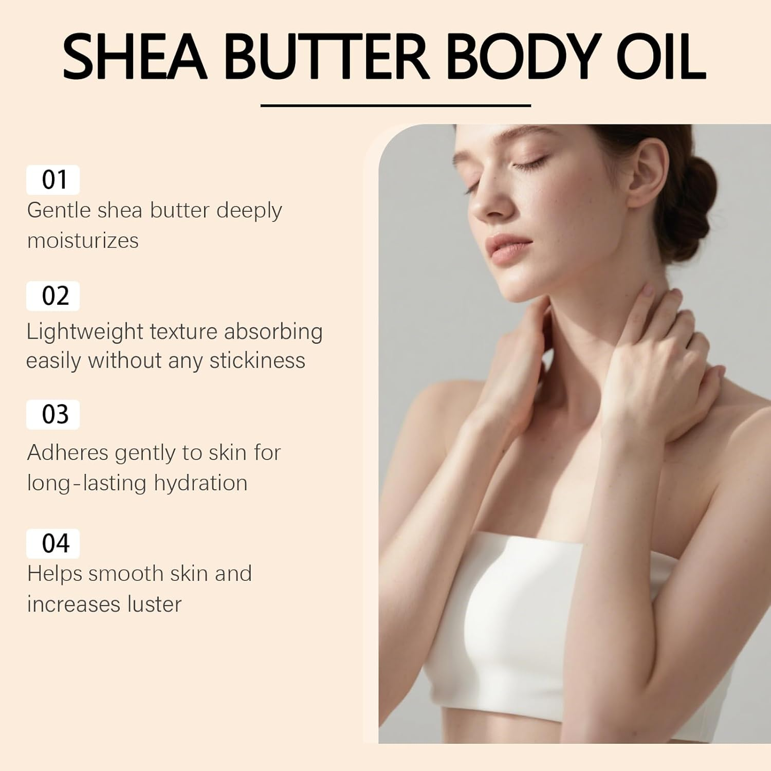 Shea Butter Body Oil, Deeply Moisturizing & Hydrating Body Oil for Sensitive and Dry Skin, Nourishing and Soothing Damaged Skin, Long Lasting Refreshing Non-Greasy (1Pcs)