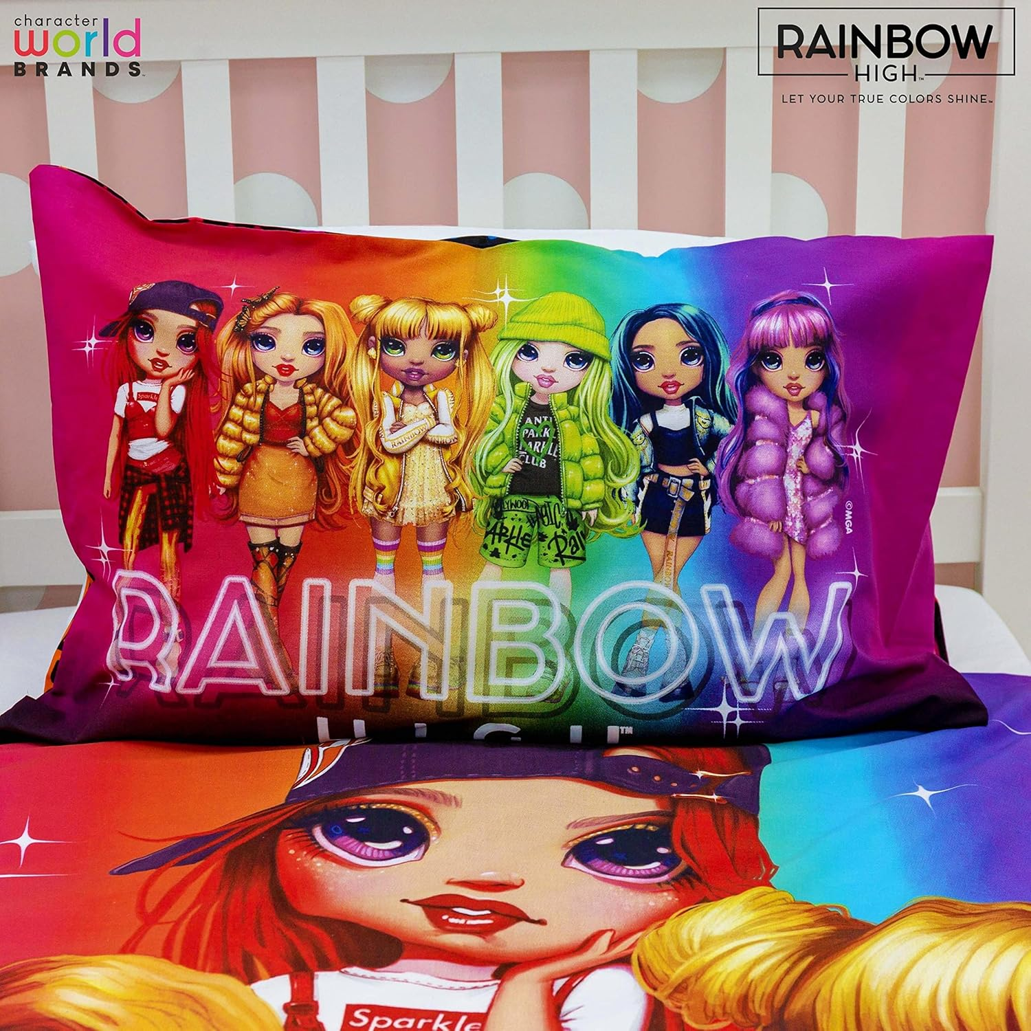 Rainbow High Glow Single Duvet Cover Set/Doona - Multicolour - Polycotton image number 4