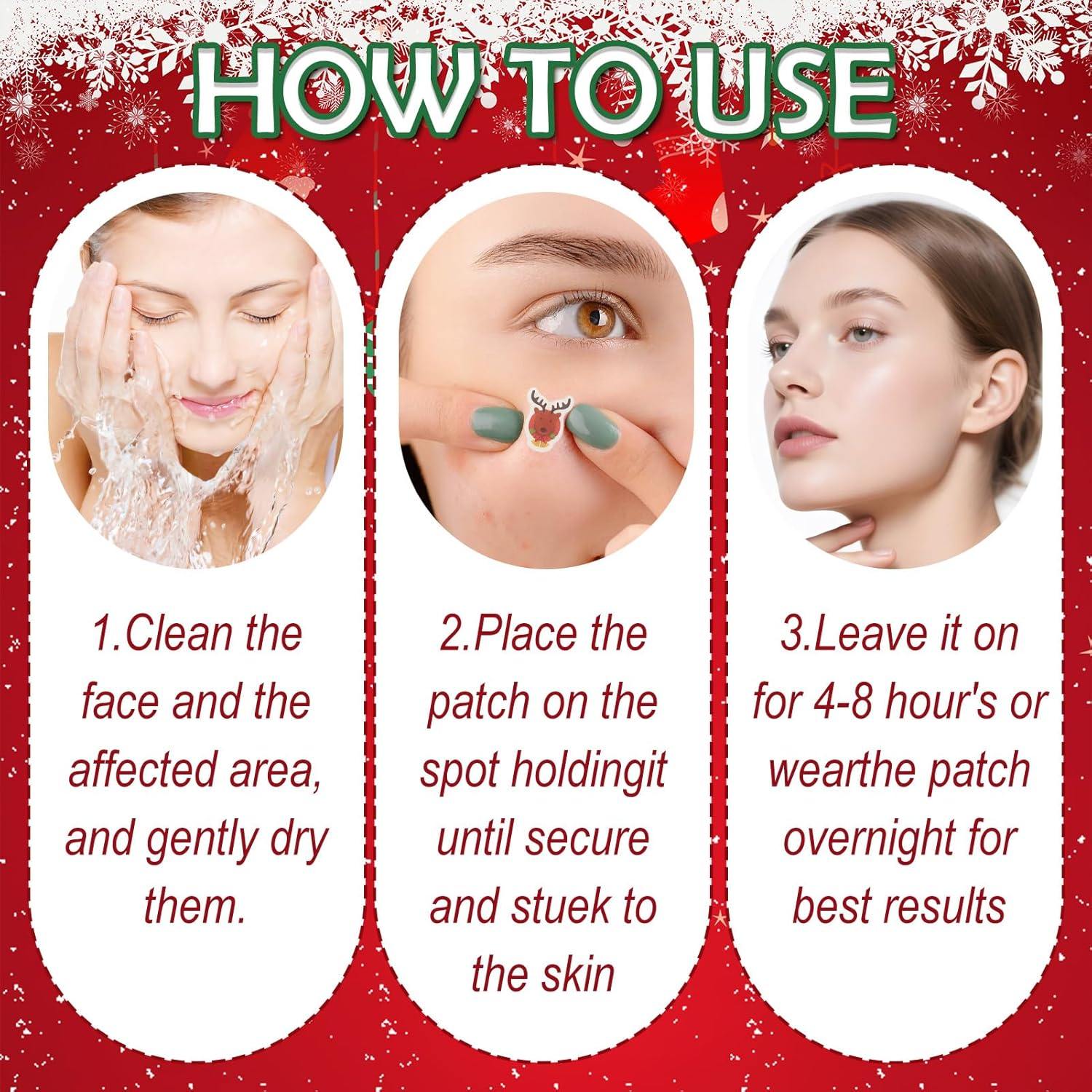 Pack of 12 Pimple Patches, Christmas Pimple Patches, anti Pimple Patches, Acne Patches, Day and Night Acne Patches, Waterproof, Breathable, Various Shapes image number 1
