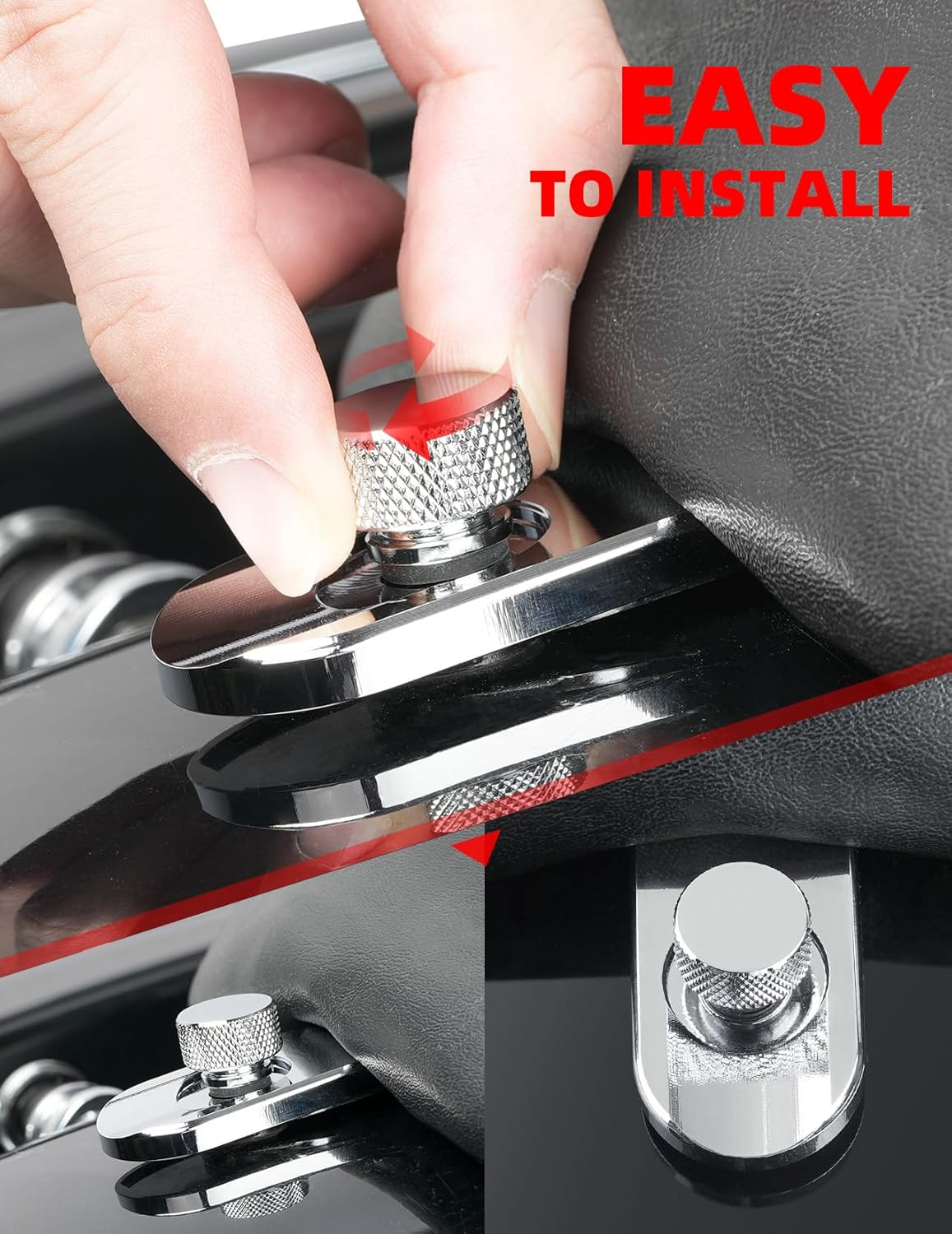 Amazicha Chrome Stainless Steel Seat Bolt Tab Screw Mount Knob Cover Compatible for Harley Davidson Sportster Softail Touring Dyna 1996-2022 - Black image number 4