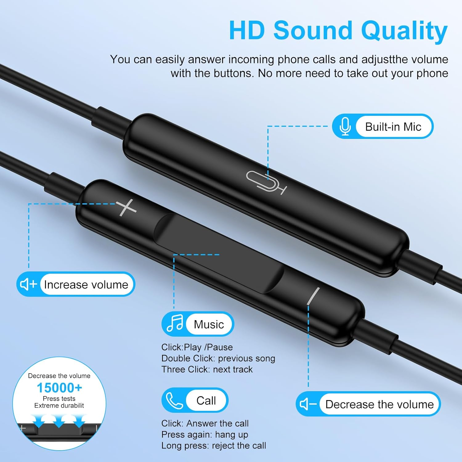 Samsung S25 Ultra USB C Headphones Wired Earbuds for Galaxy S25+ S25 Edge S24 Ultra S23 FE/A26 A36 A56 A35/Z Fold Flip 6, In-Ear Type C Earphone with Mic & Volume Control Hifi Stereo Noise Cancelling image number 5