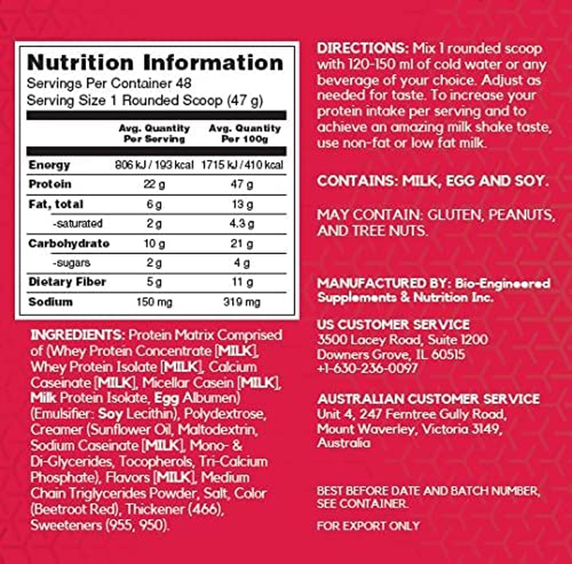 BSN SYNTHA-6 Ultra Premium Protein Blend, Strawberry, 2.27Kg, 48 Servings image number 5