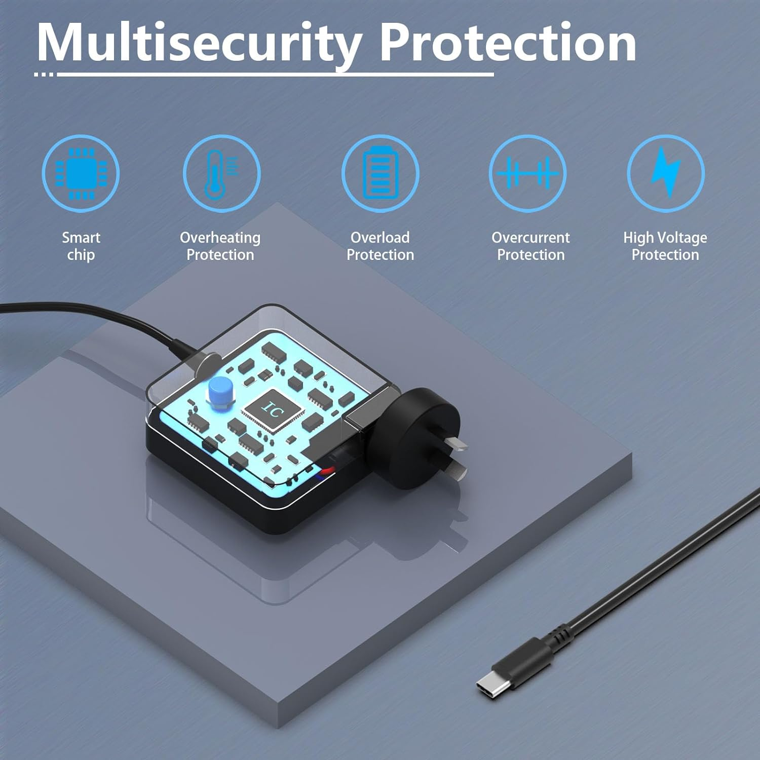 65W 45W Universal USB Type C Laptop Charger Compatible with Asus Chromebook Zenbook C302 C403 C433T C436 C523N, Lenovo Thinkpad Yoga, HP Elitebook Spectre Envy, Acer Mac Replacement Power Adapter -H